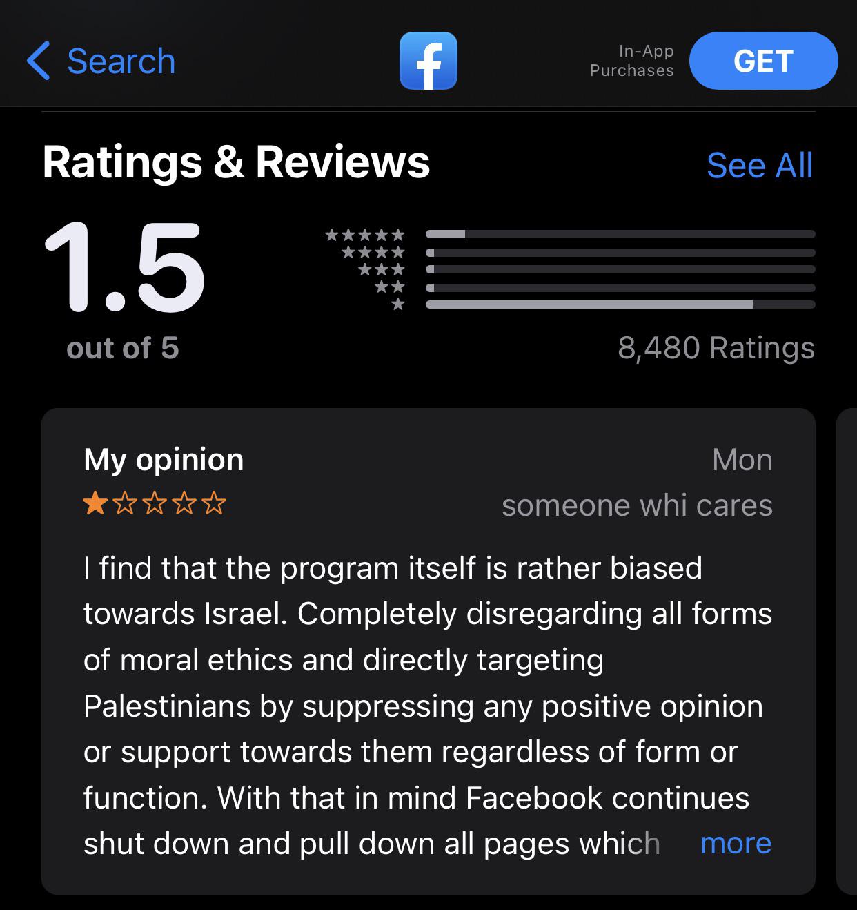 Facebook’s rating is down to 1.5 stars Scrolller