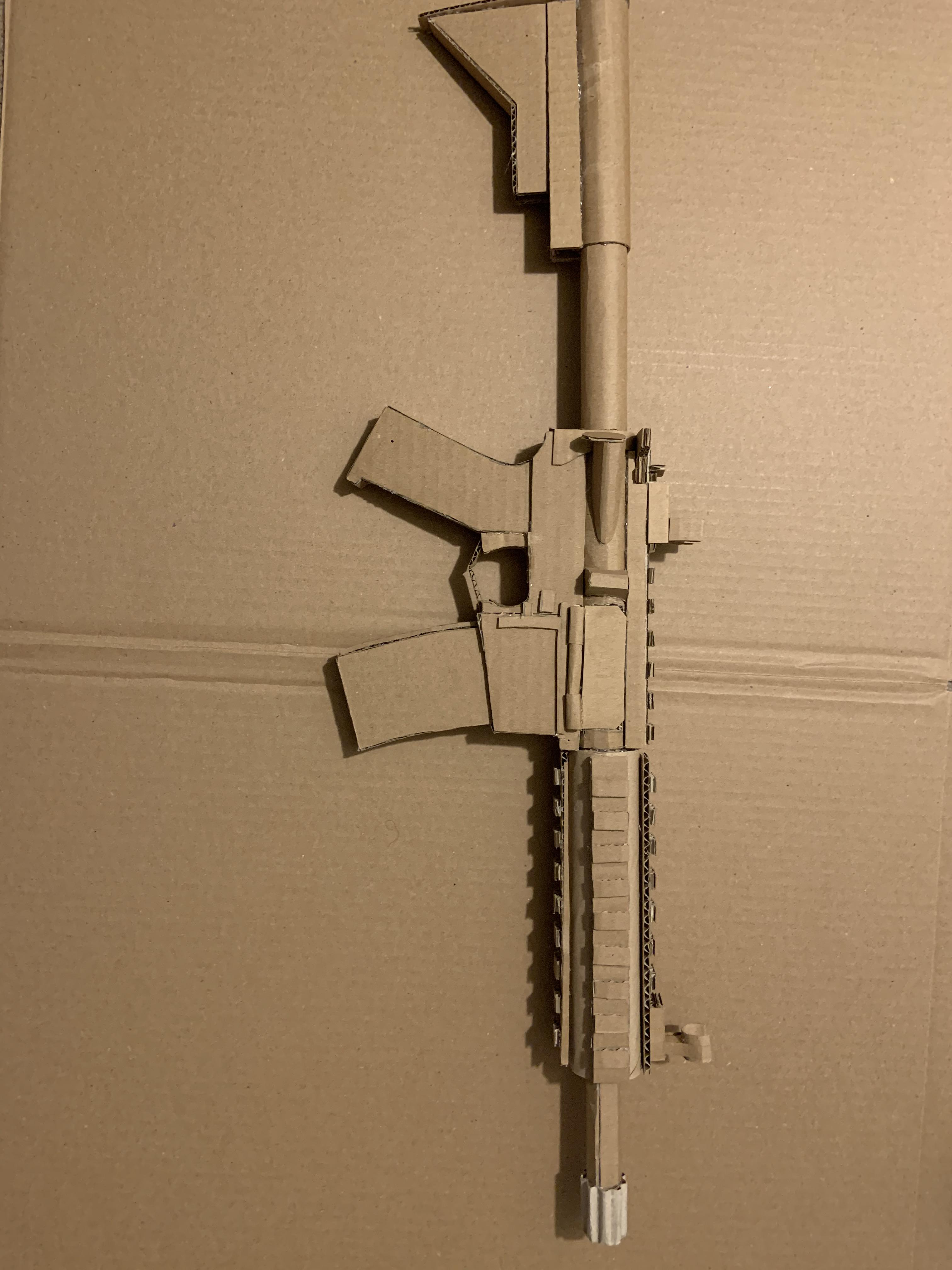 First post on Reddit, I made a model M4 style rifle out of cardboard ...
