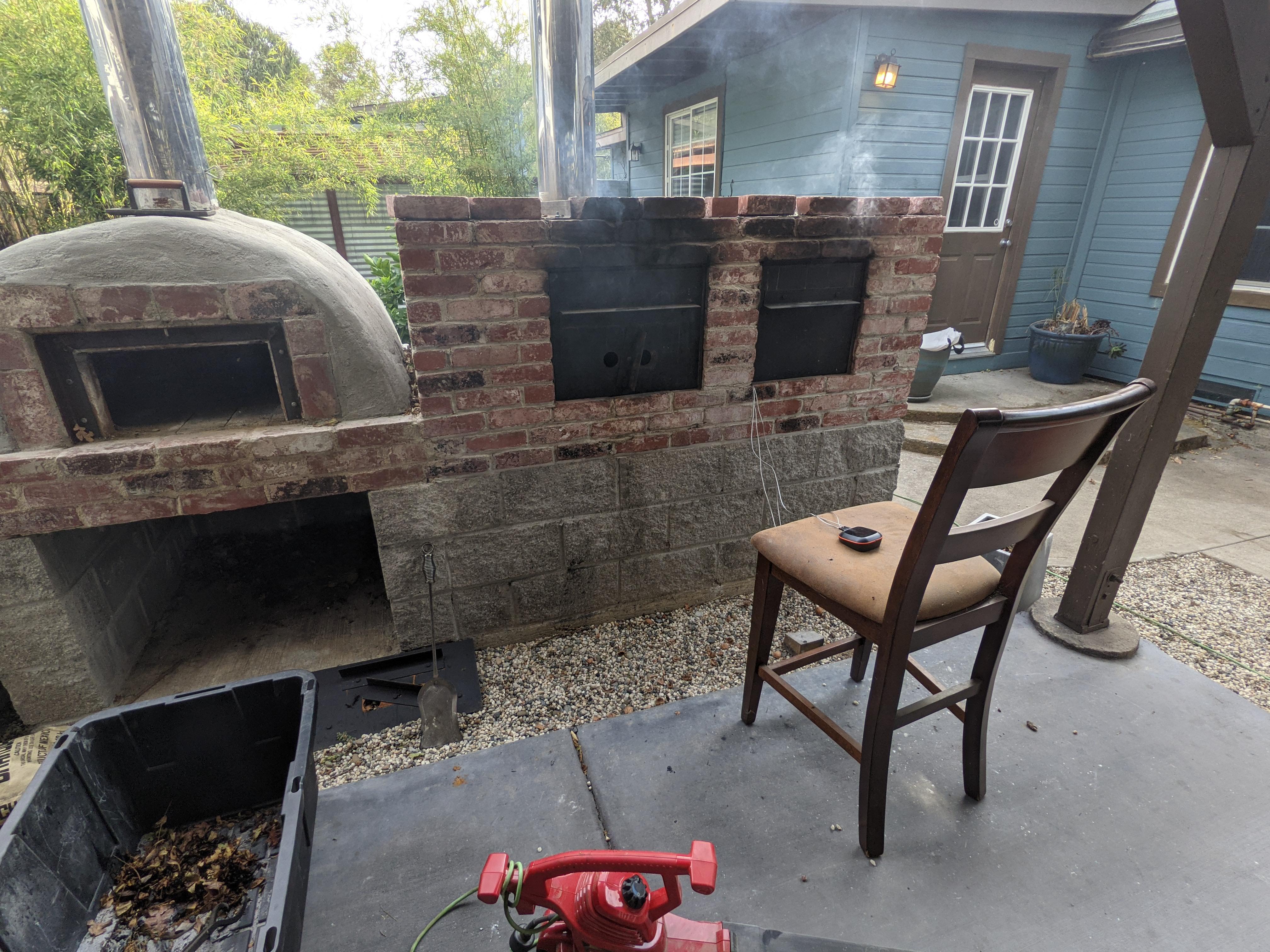 First time lighting up the brick barbecue. It's a big old pain in the