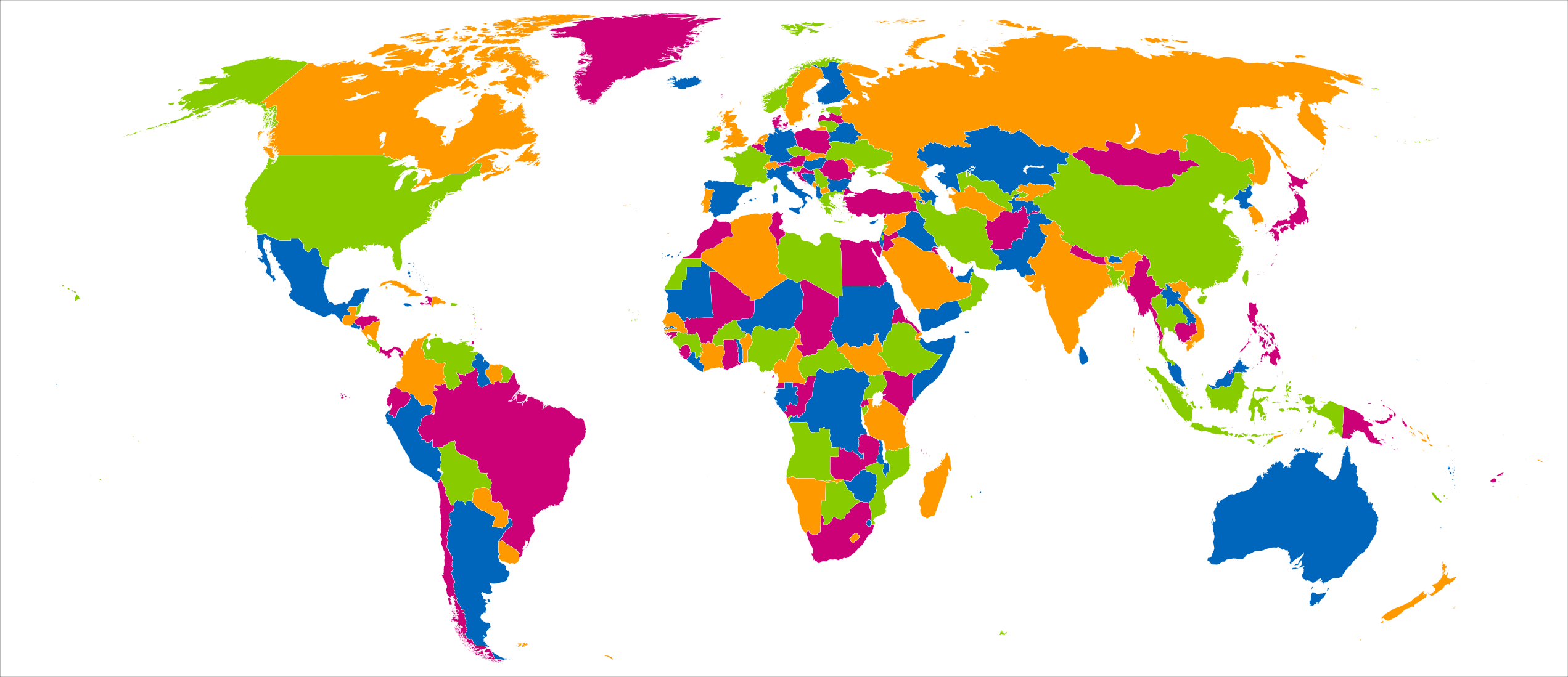 Four colours can be used to colour all the countries of the world so ...