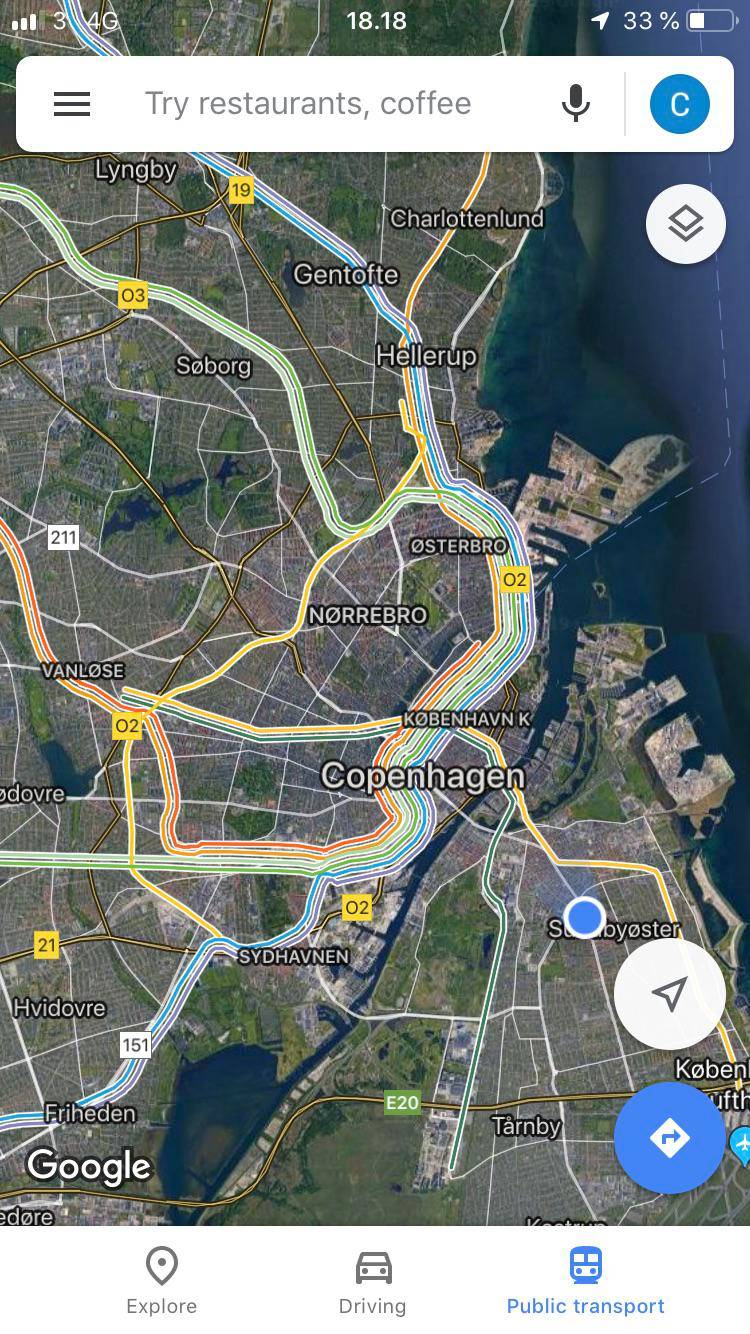 Google maps. With the metro and s trains. Scrolller