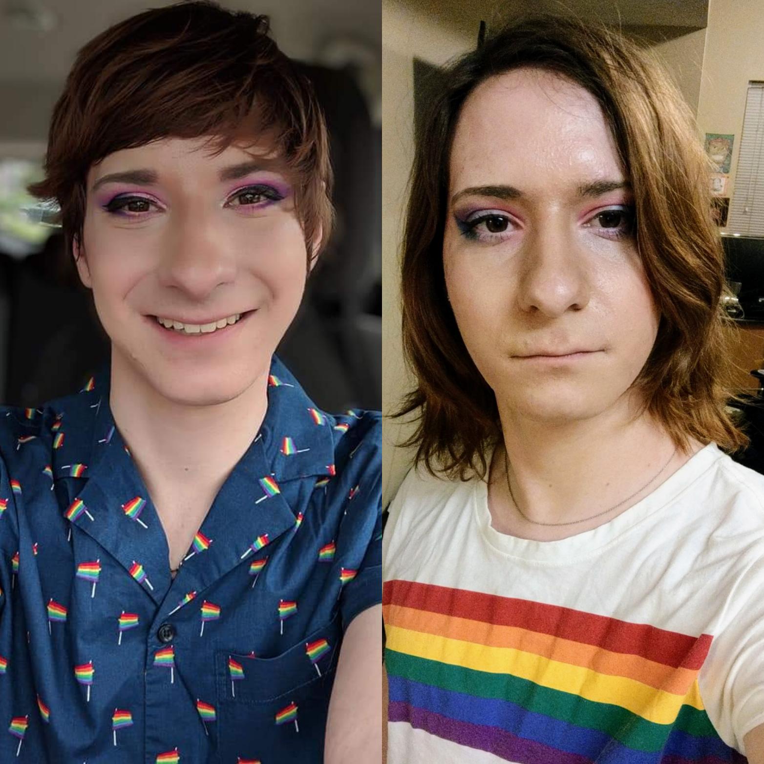 Happy bisexual awareness month 🌈😊left is me one year ago, right is me ...