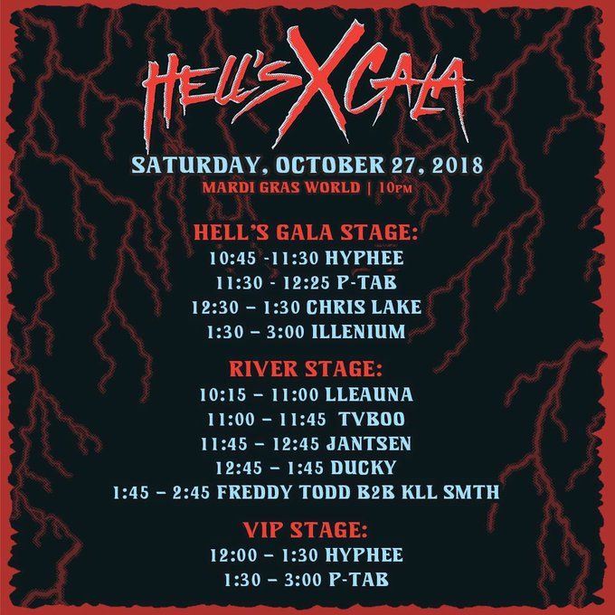 Hell's Gala After Party Set Times Scrolller