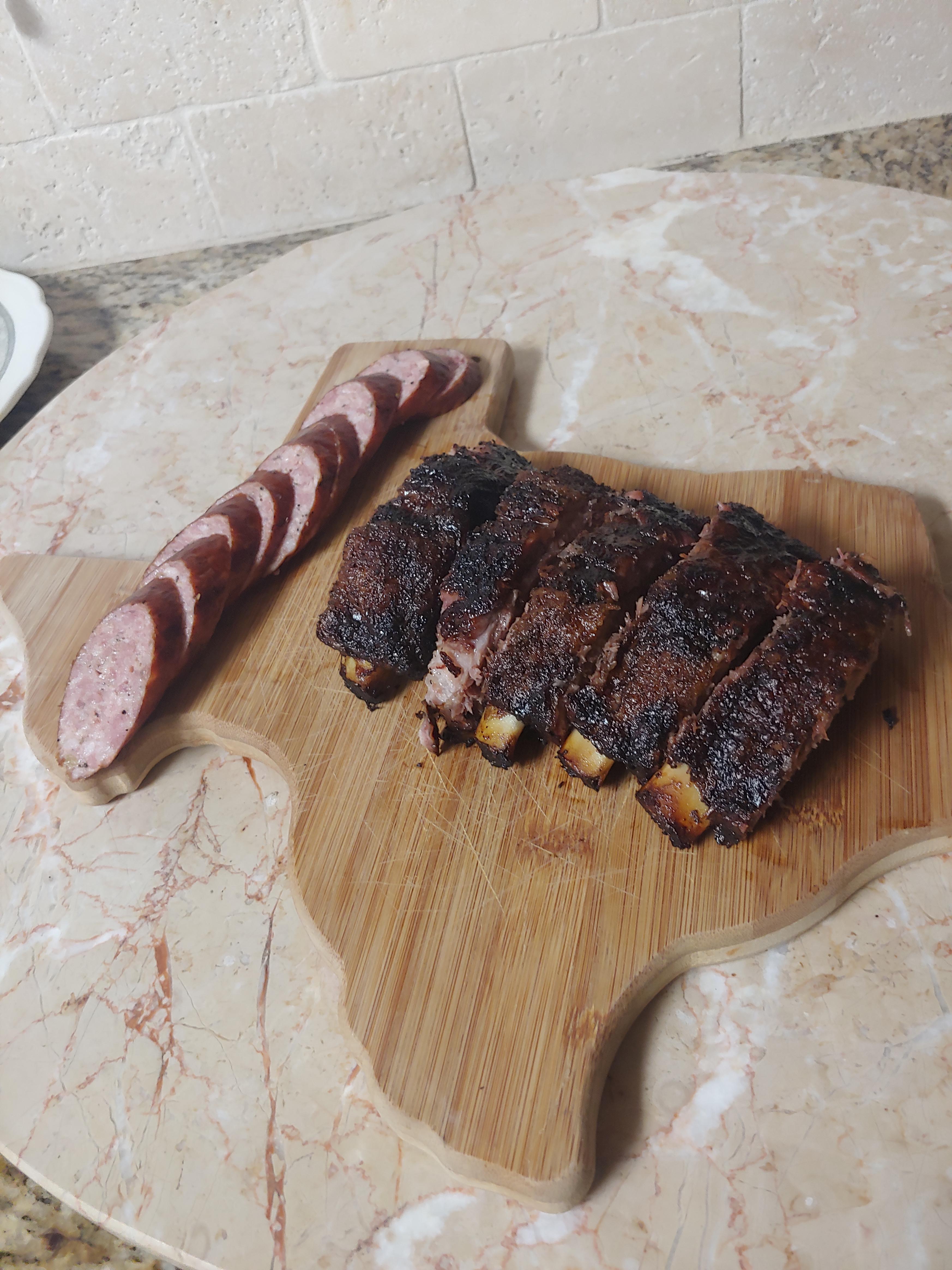 Hatch Ribs Heritage Ribs & Green Hatch Chili sausage. Apple wood smoked. | Scrolller