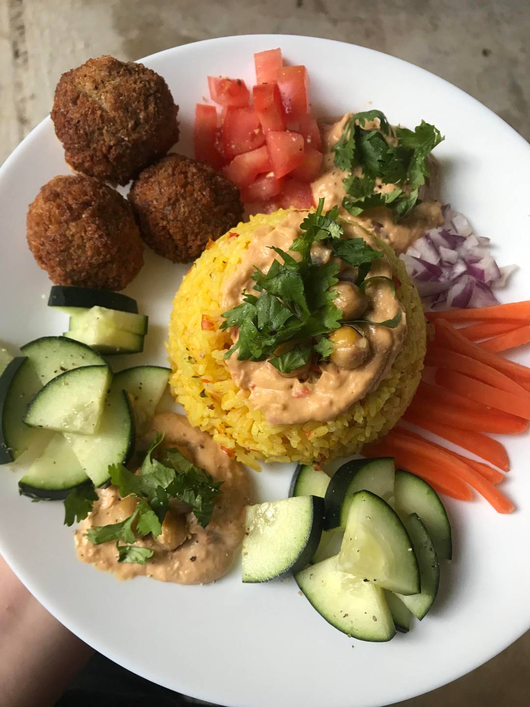 Homemade falafel with seasoned rice and veggies | Scrolller