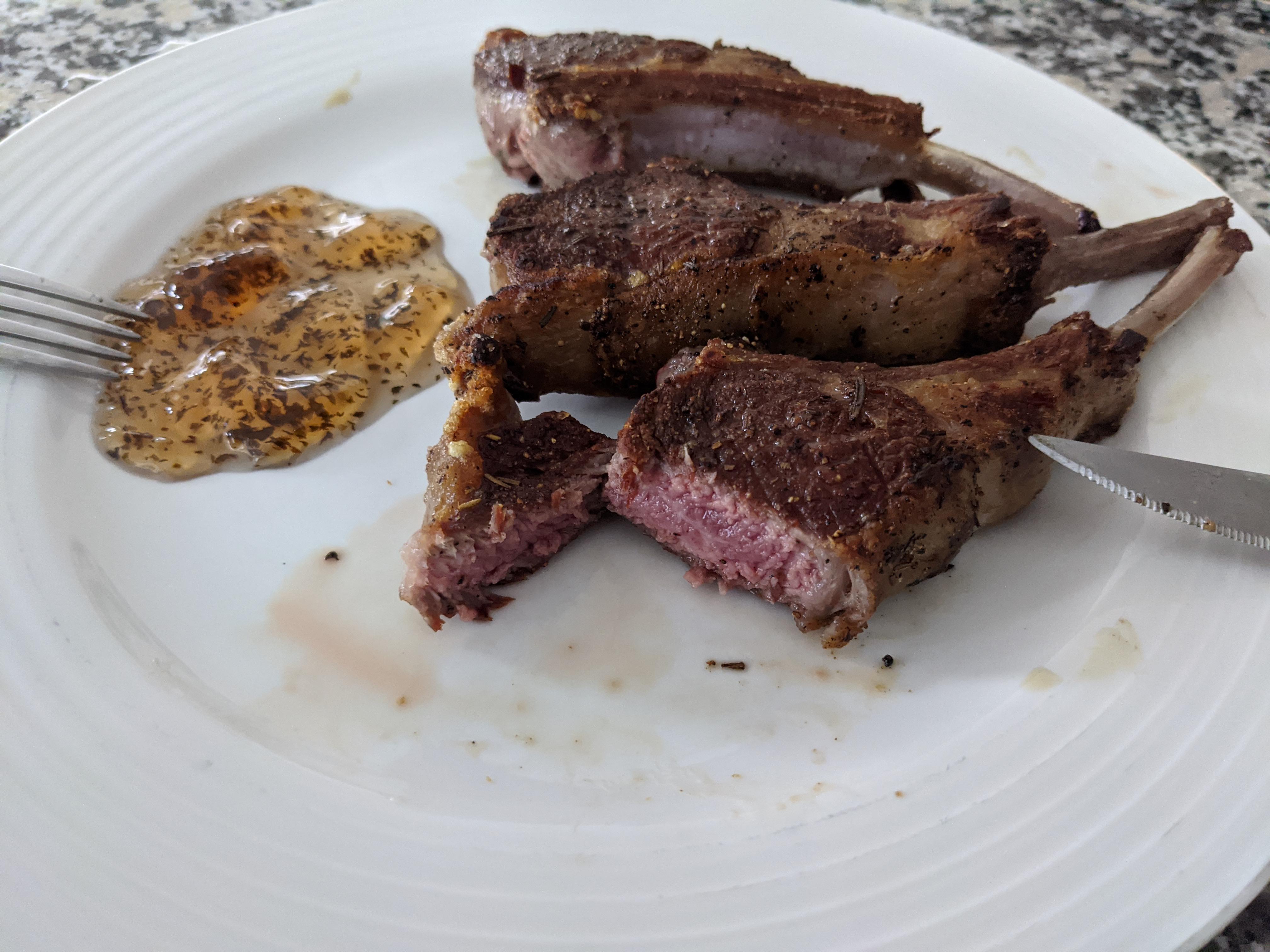 [Homemade] Frenched Lamb Chops with Mint Jelly. That's all. | Scrolller