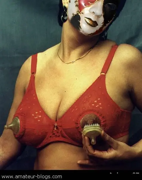 Busty brunette woman in open tip nursing bras showcasing big nipples and prominent areolas