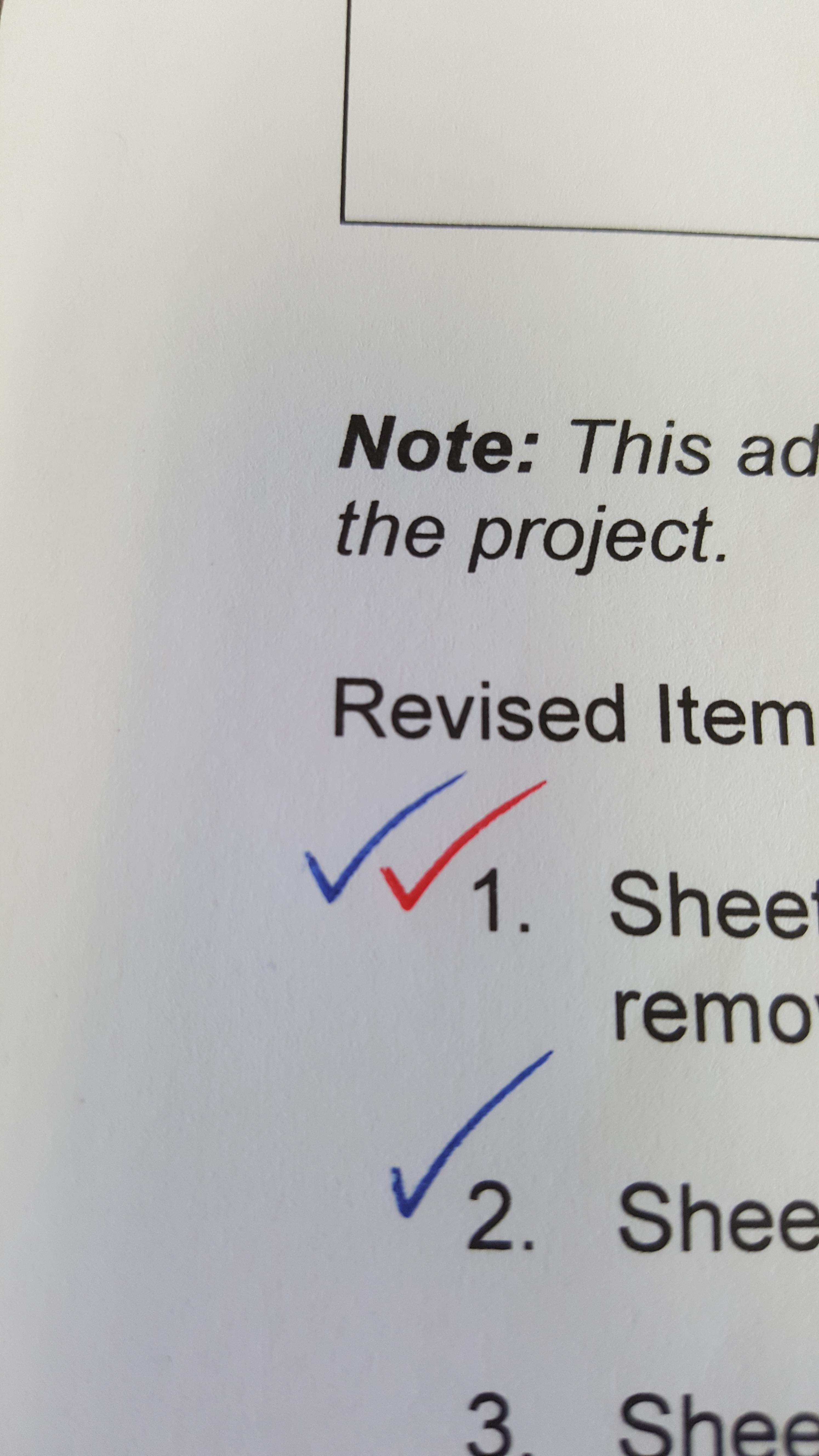 I accidentally made these two perfect check marks at work today. Felt ...