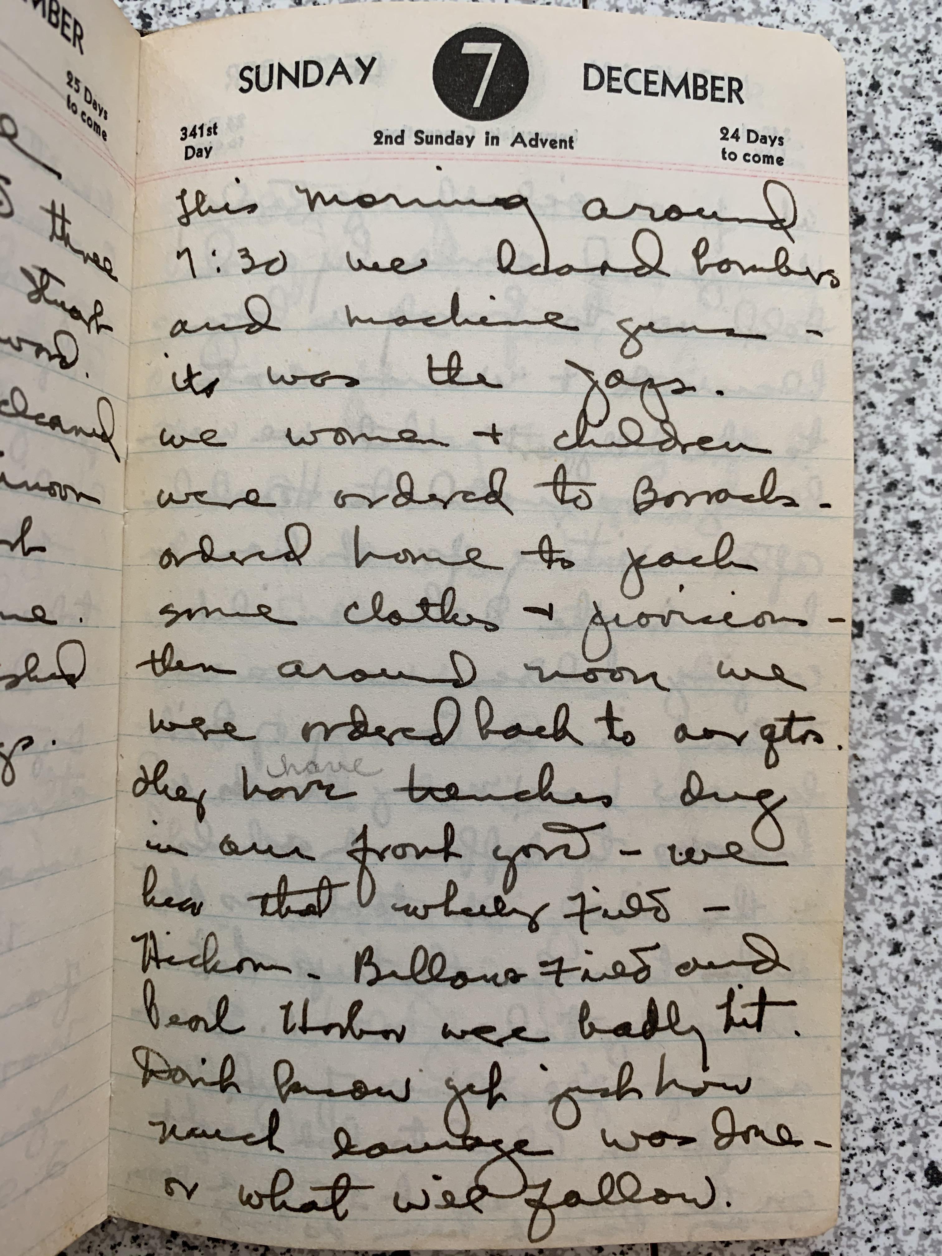 I have a Diary from 1941 that was written by a woman that lived in Oahu