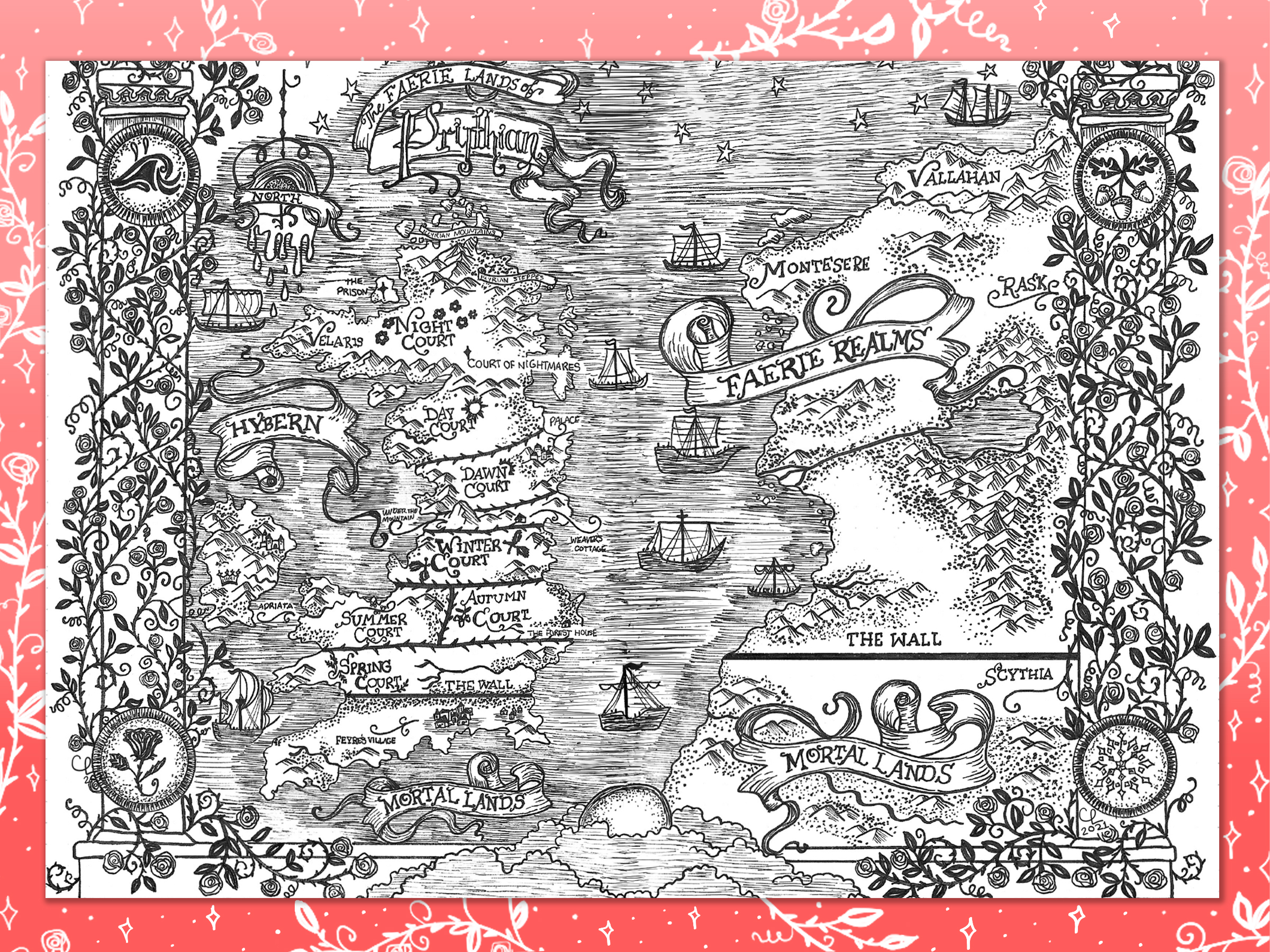 I just had to show off my hand drawn map of the map in ACOSF! I drew ...