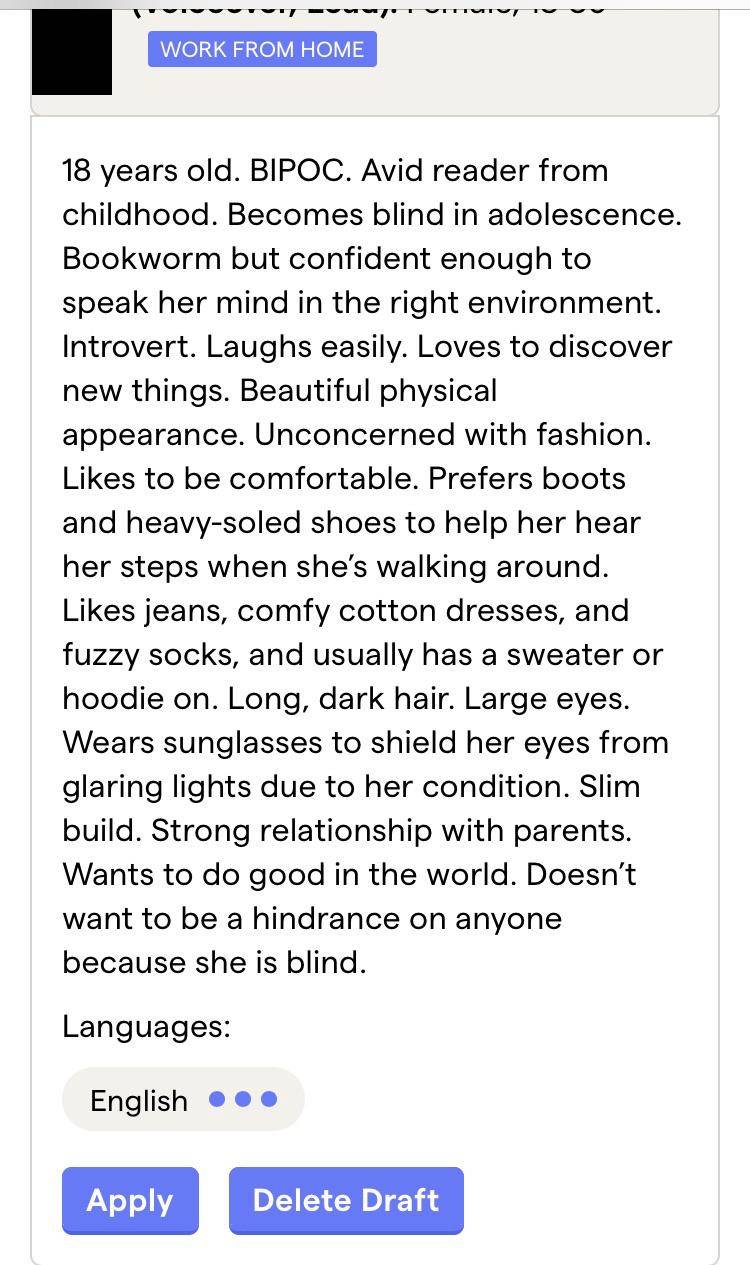 I’m an aspiring voice actress and I always know that roles have been