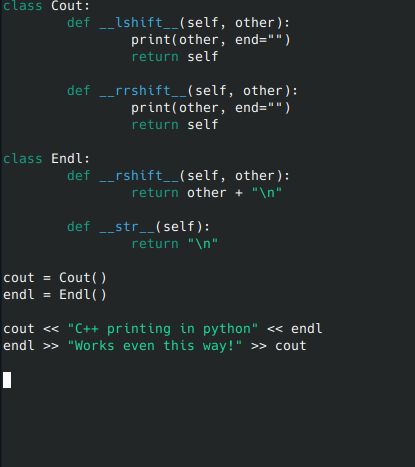 I made c++-style printing in Python :P | Scrolller