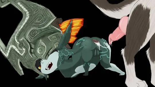 Imp Midna from The Legend of Zelda in hentai fan art featuring ahegao and thick thighs