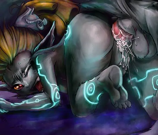 Imp Midna from The Legend of Zelda in hentai fan art featuring ahegao and thick thighs