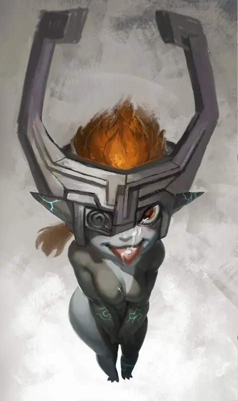 Imp Midna from The Legend of Zelda in hentai fan art featuring ahegao and thick thighs