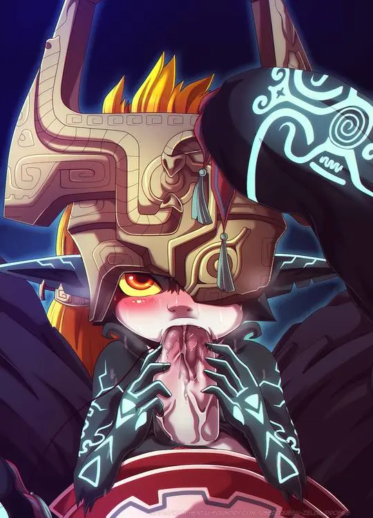 Imp Midna from The Legend of Zelda in hentai fan art featuring ahegao and thick thighs