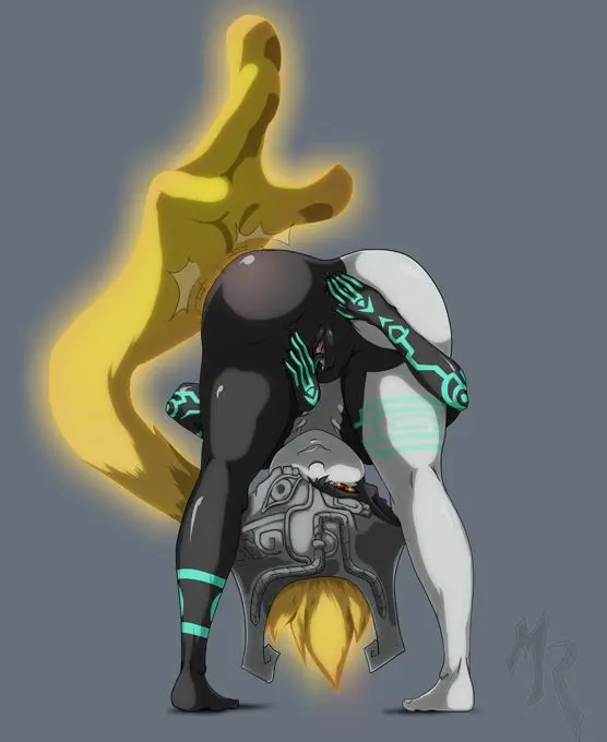 Imp Midna from The Legend of Zelda in hentai fan art featuring ahegao and thick thighs