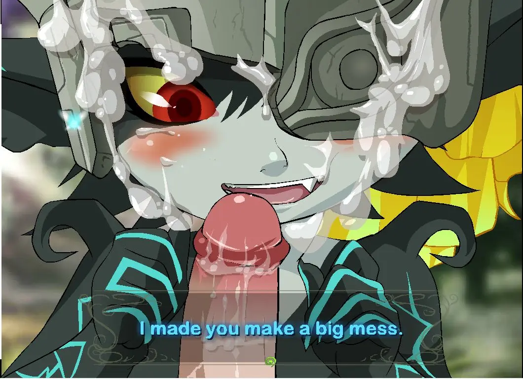 Imp Midna from The Legend of Zelda in hentai fan art featuring ahegao and thick thighs
