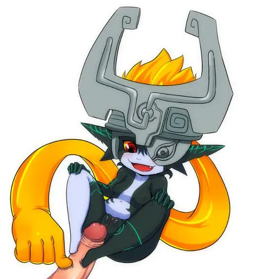 Imp Midna from The Legend of Zelda in hentai fan art featuring ahegao and thick thighs