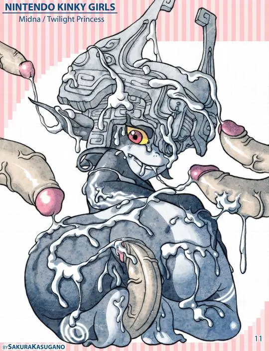 Imp Midna from The Legend of Zelda in hentai fan art featuring ahegao and thick thighs