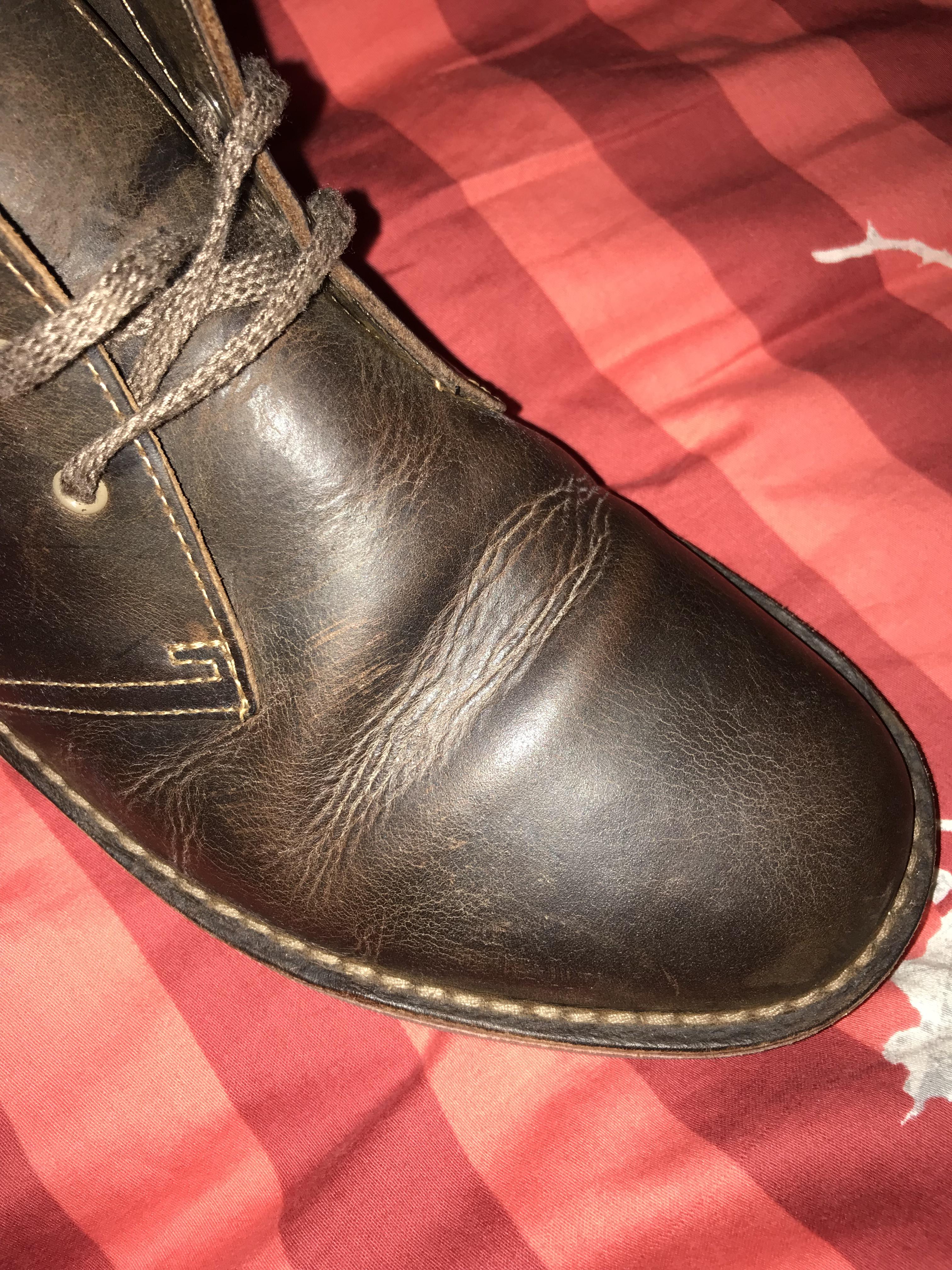 Is this type of bending/cracking normal for a Clarks Desert Boot? Only ...