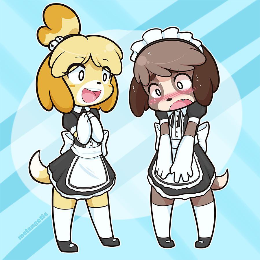 Isabelle and Digby in maid outfits Scrolller