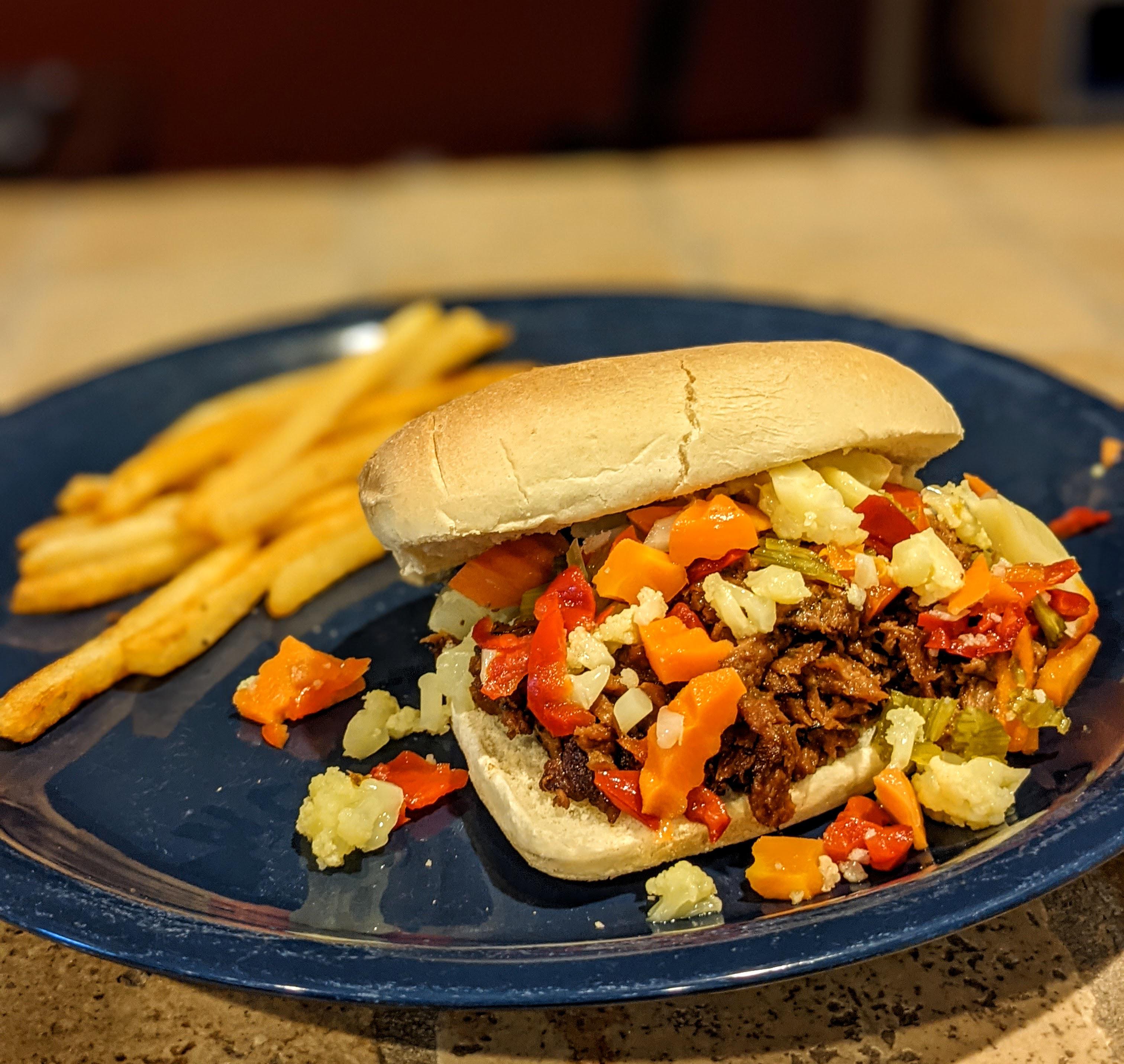 Italian "beef" seitan sandwich. Insanely delicious! Scrolller