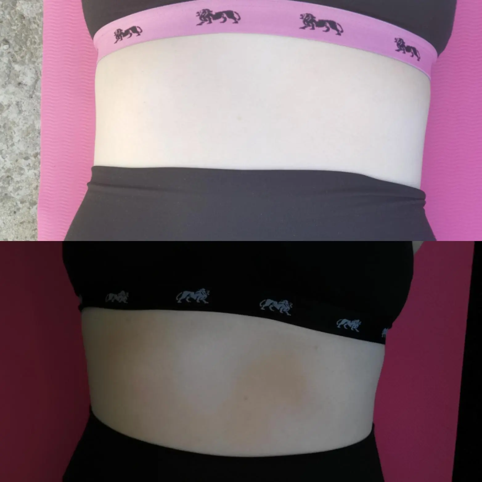 I've never had any sort of definition in my stomach whatsoever and even when I was tiny, I was the epitome of skinny fat, however May 29th was the top one, about 2 weeks before I started the 2 week shred, and the bottom is today after day 8 of the slim thighs challenge. Not massive, but progress!