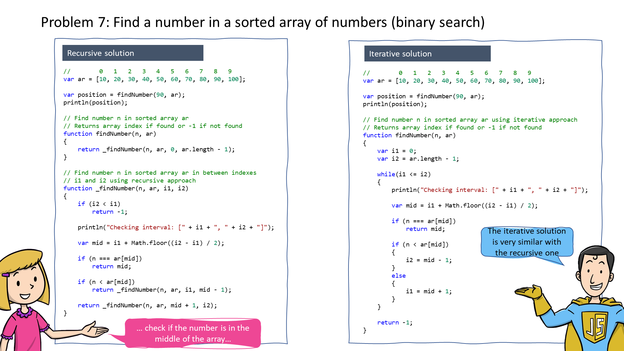 Binary search in javascript scrolller