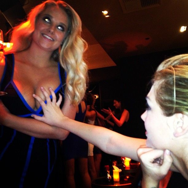 Kate Upton grabbing Genevieve Morton's boob