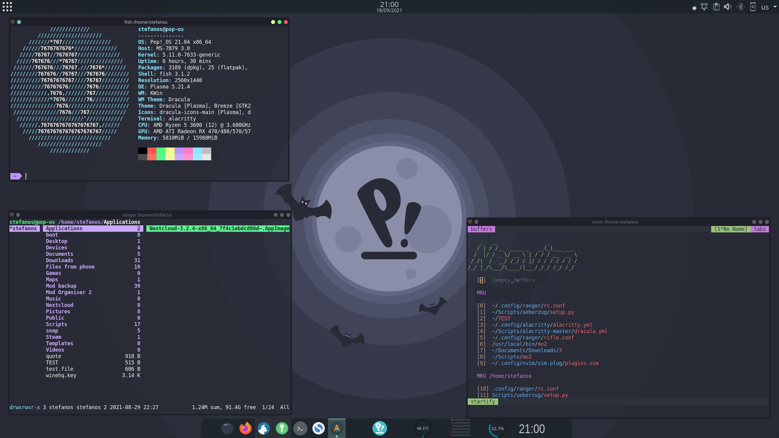 [KDE] My first ever rice. Pop!_OS with KDE and the Dracula Theme ...