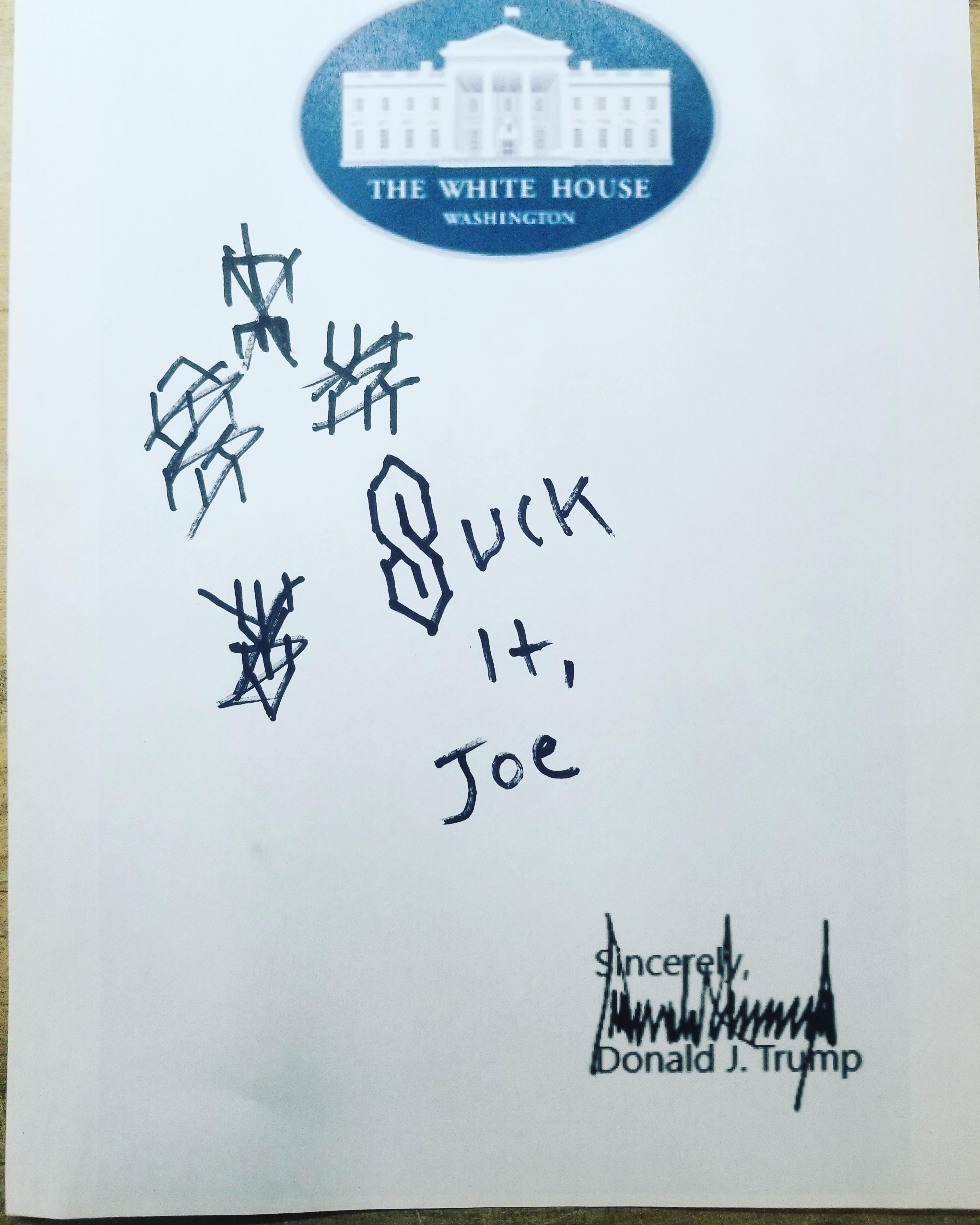 Leaked image of the letter to incoming President Joe Biden left by his ...
