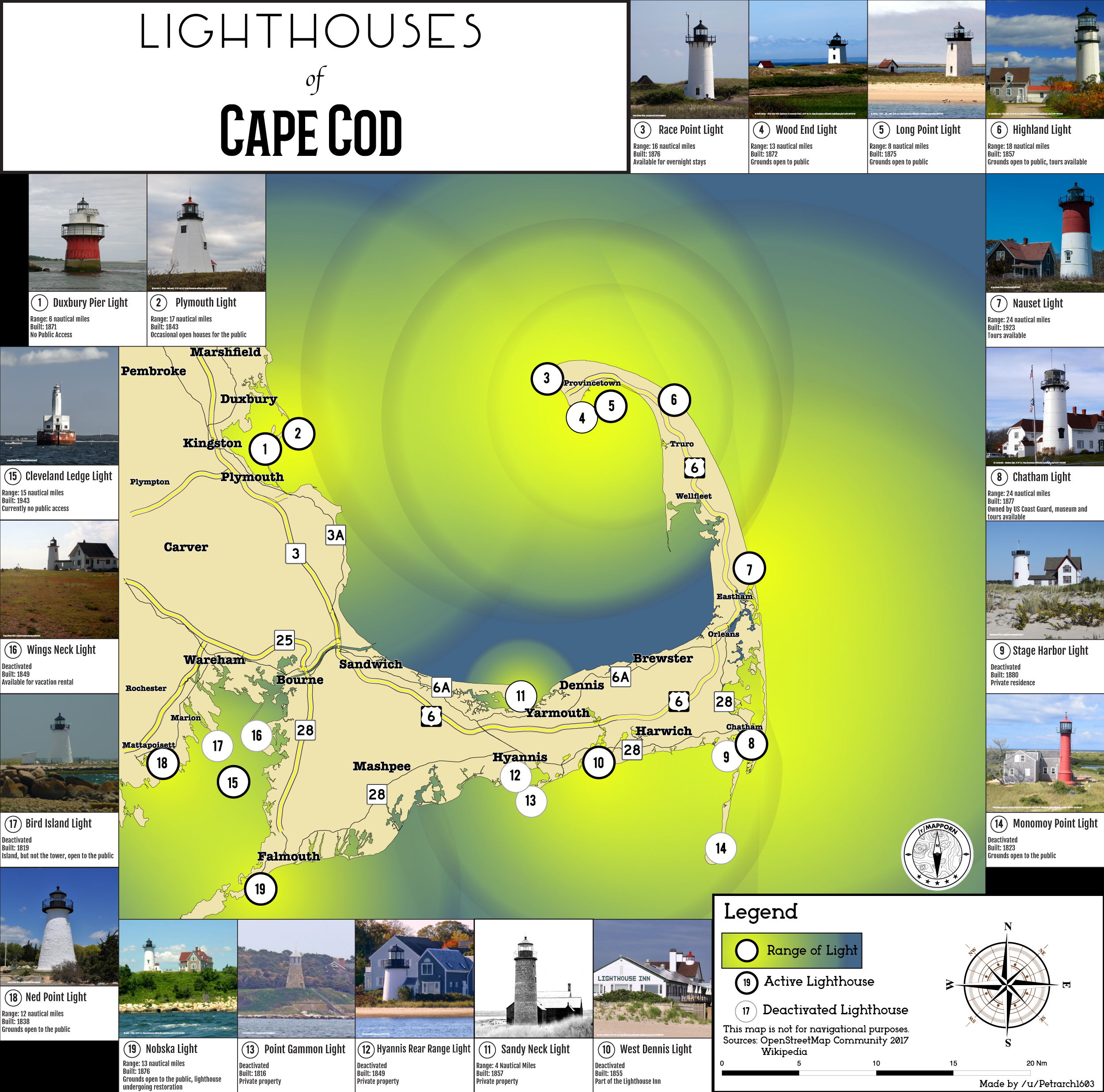 Lighthouses of Cape Cod [xpost from /r/MapPorn] | Scrolller