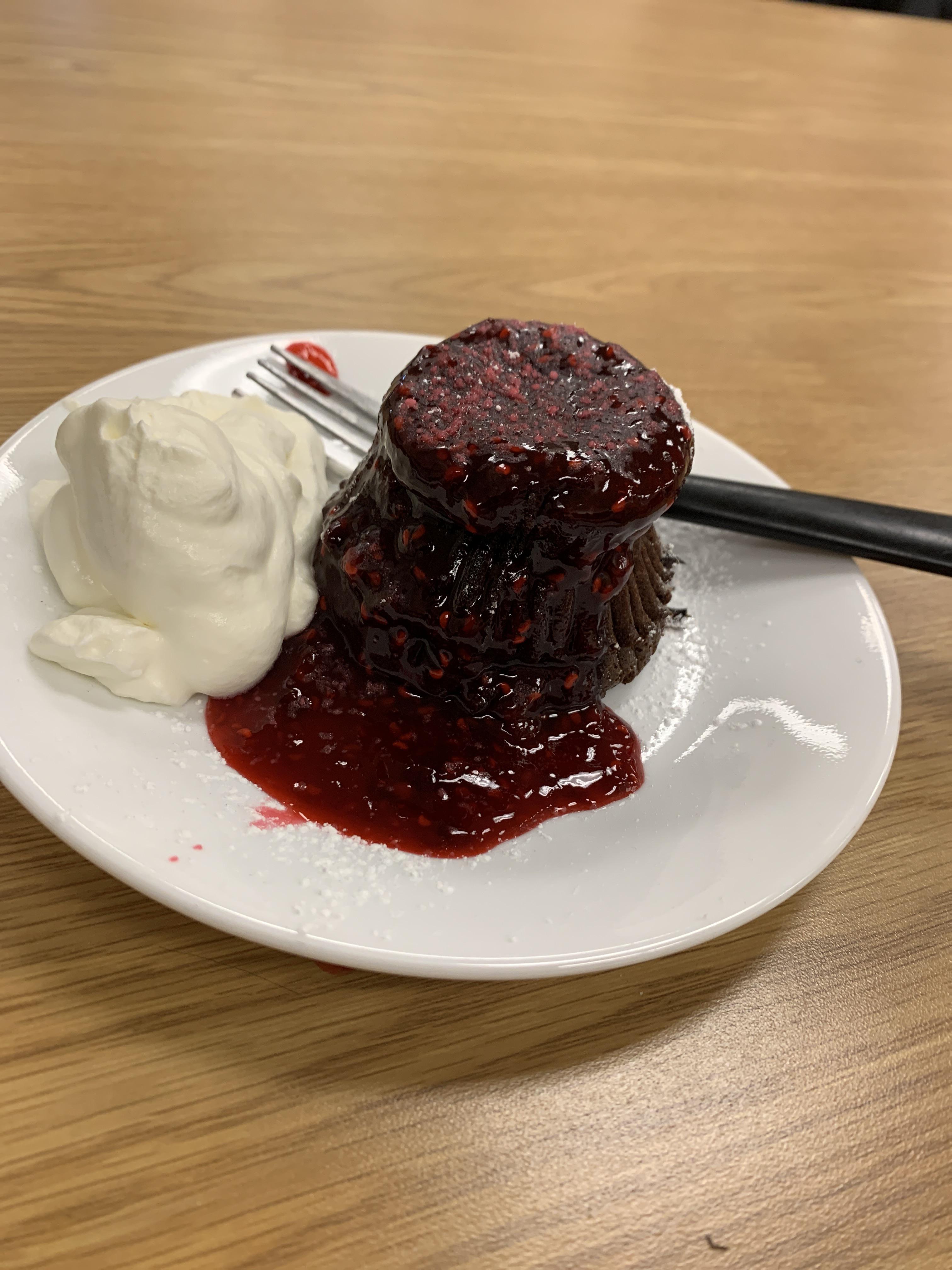 Lindsay Coopers Lava Cake With Raspberry Sauce Our First Attempt