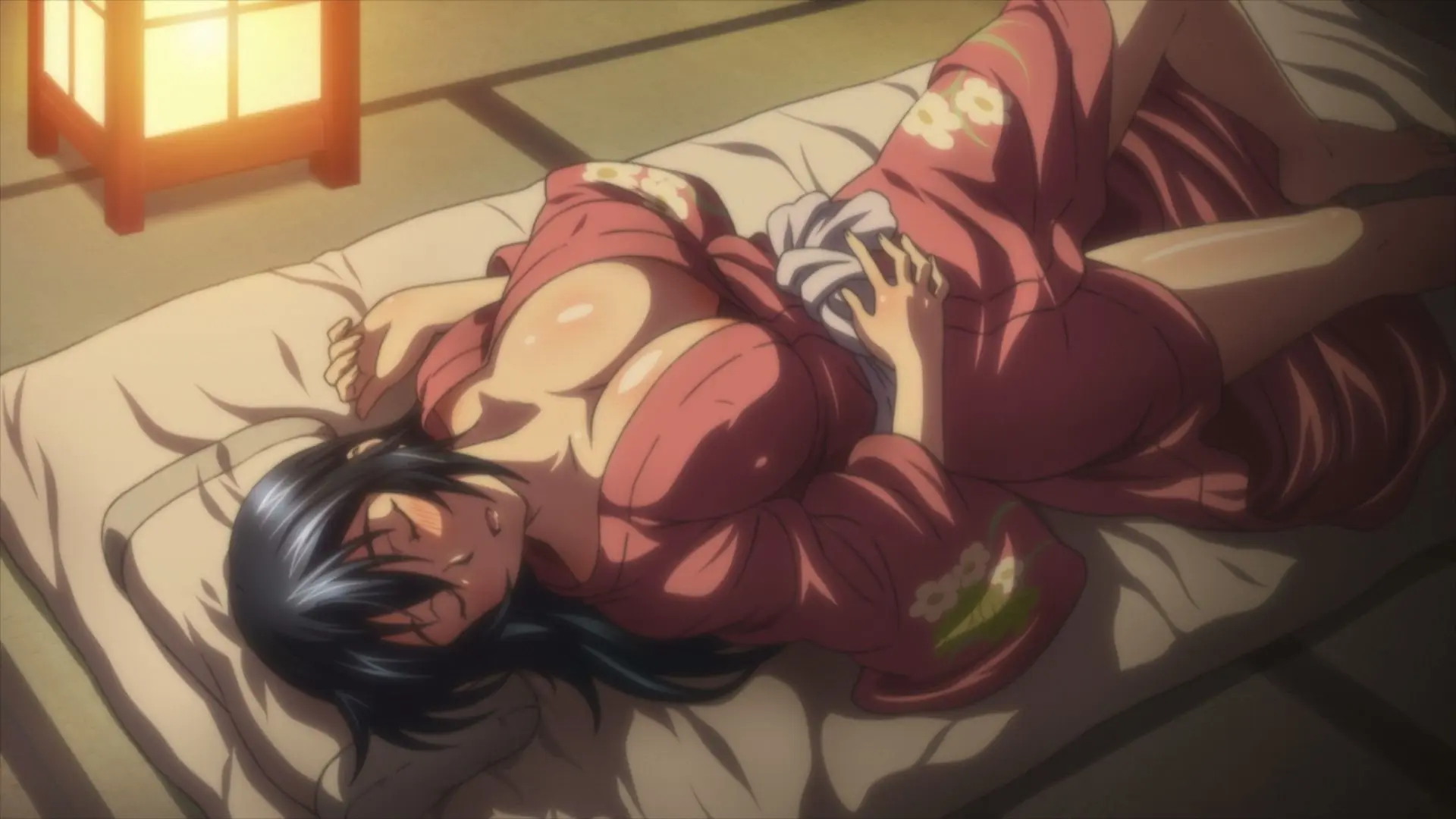Manyuu Hikenchou anime girls with busty bodies naked in a Japanese bathhouse with soap suds