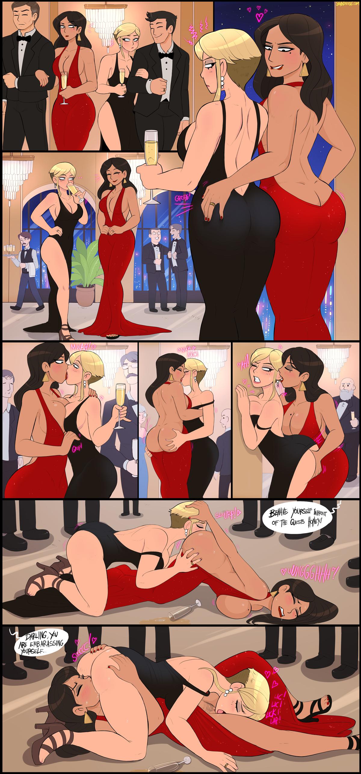 Nsfw lesbian comic red dress big tits