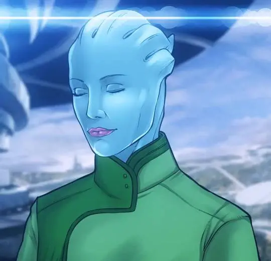 Mass Effect NSFW digital art featuring busty redheads, blondes, and blue-skinned women in bikinis and nude poses