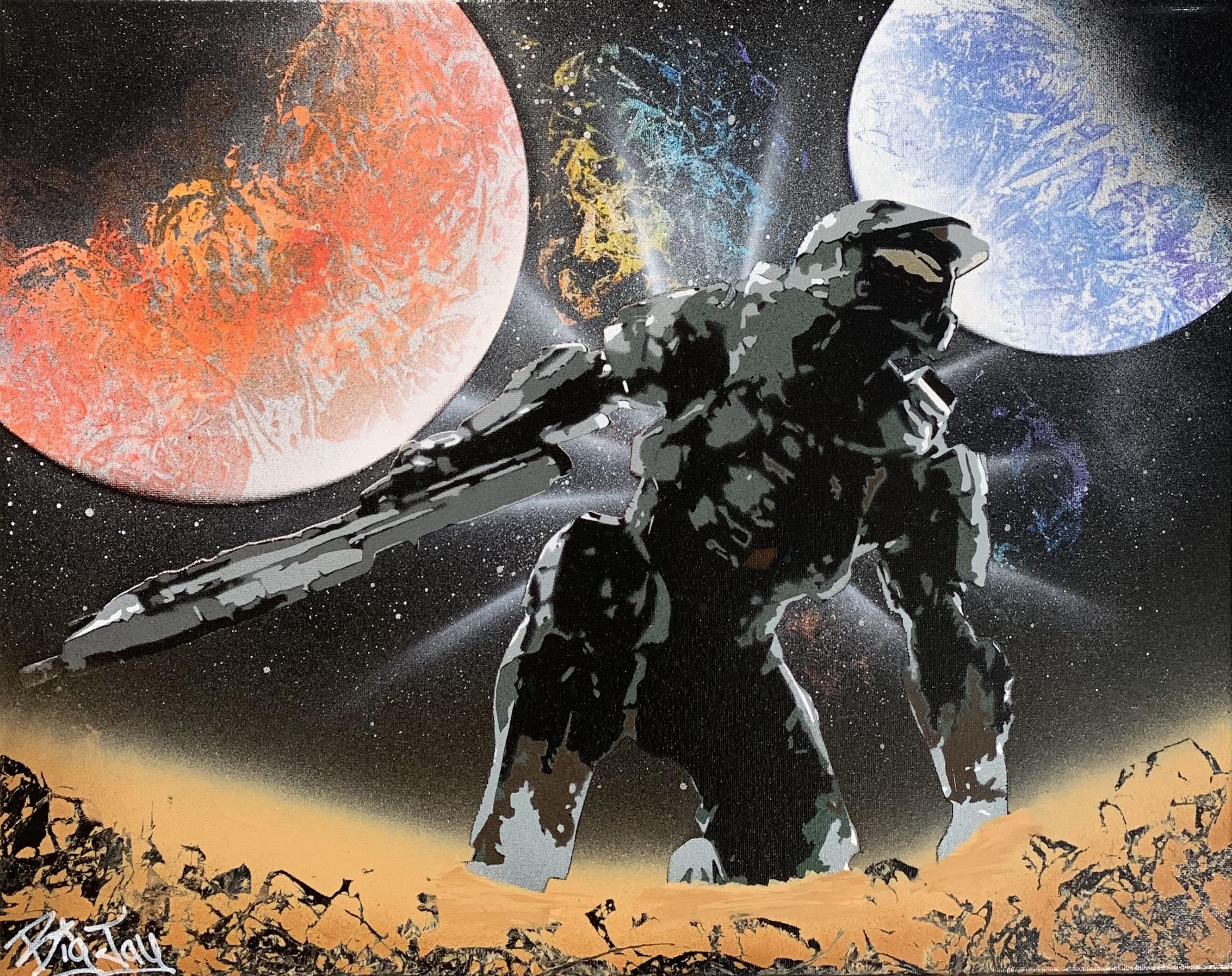 Master Chief, Me, Spray Paint, 2021 Scrolller