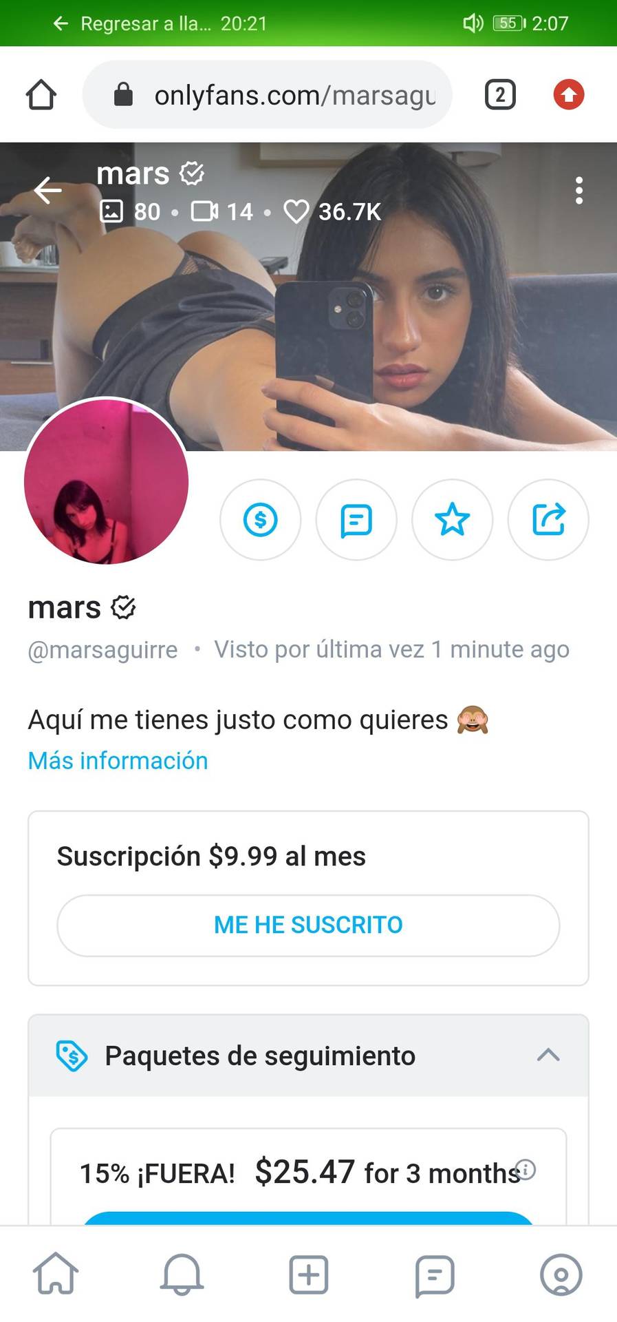 Me acabo de suscribir a al Onlyfans de La Mars Aguirre, ¿Quieren el contenido, manden mensaje
