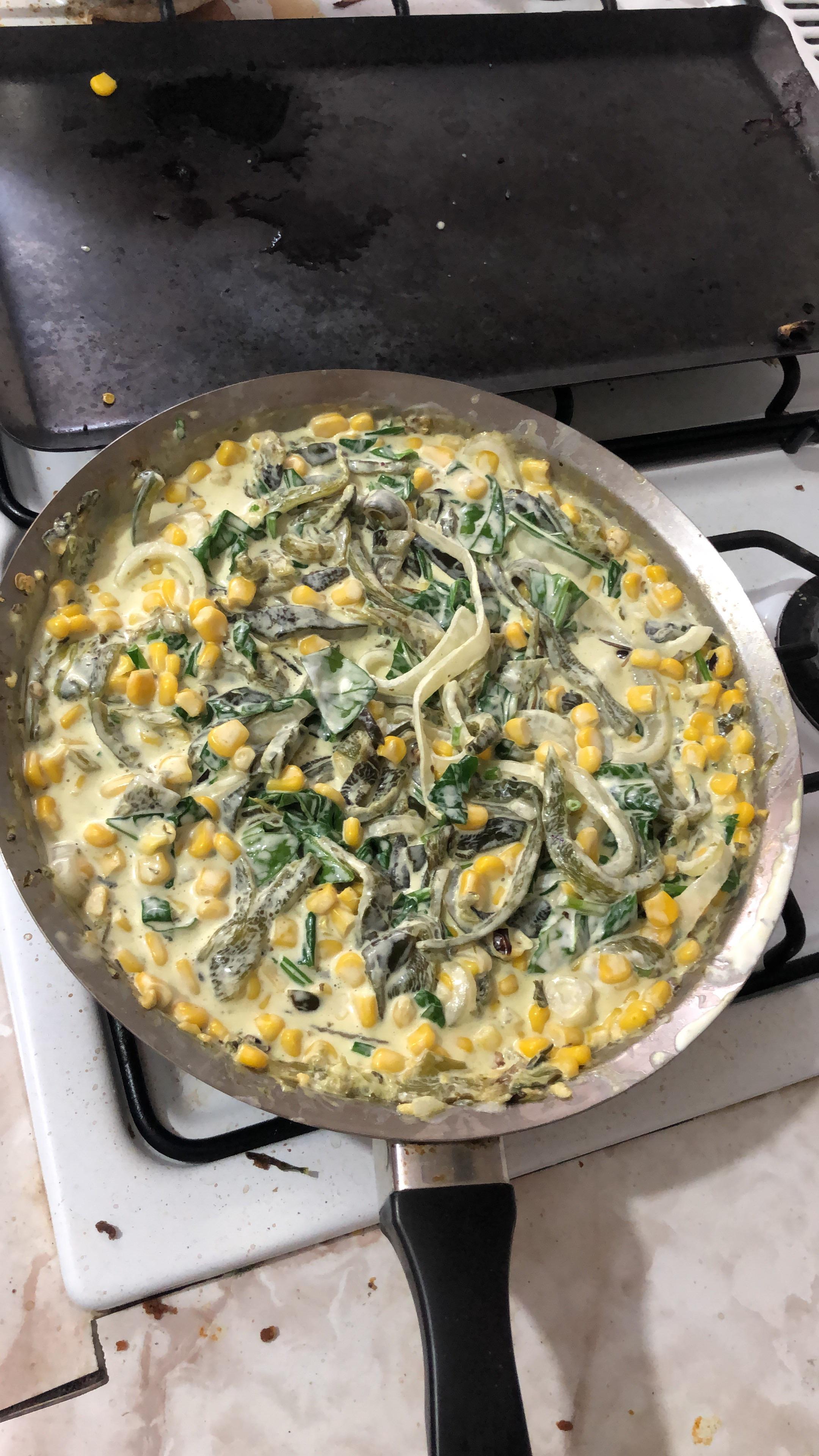 Mexican Poblano Rajas w/spinach, corn & cream | Scrolller