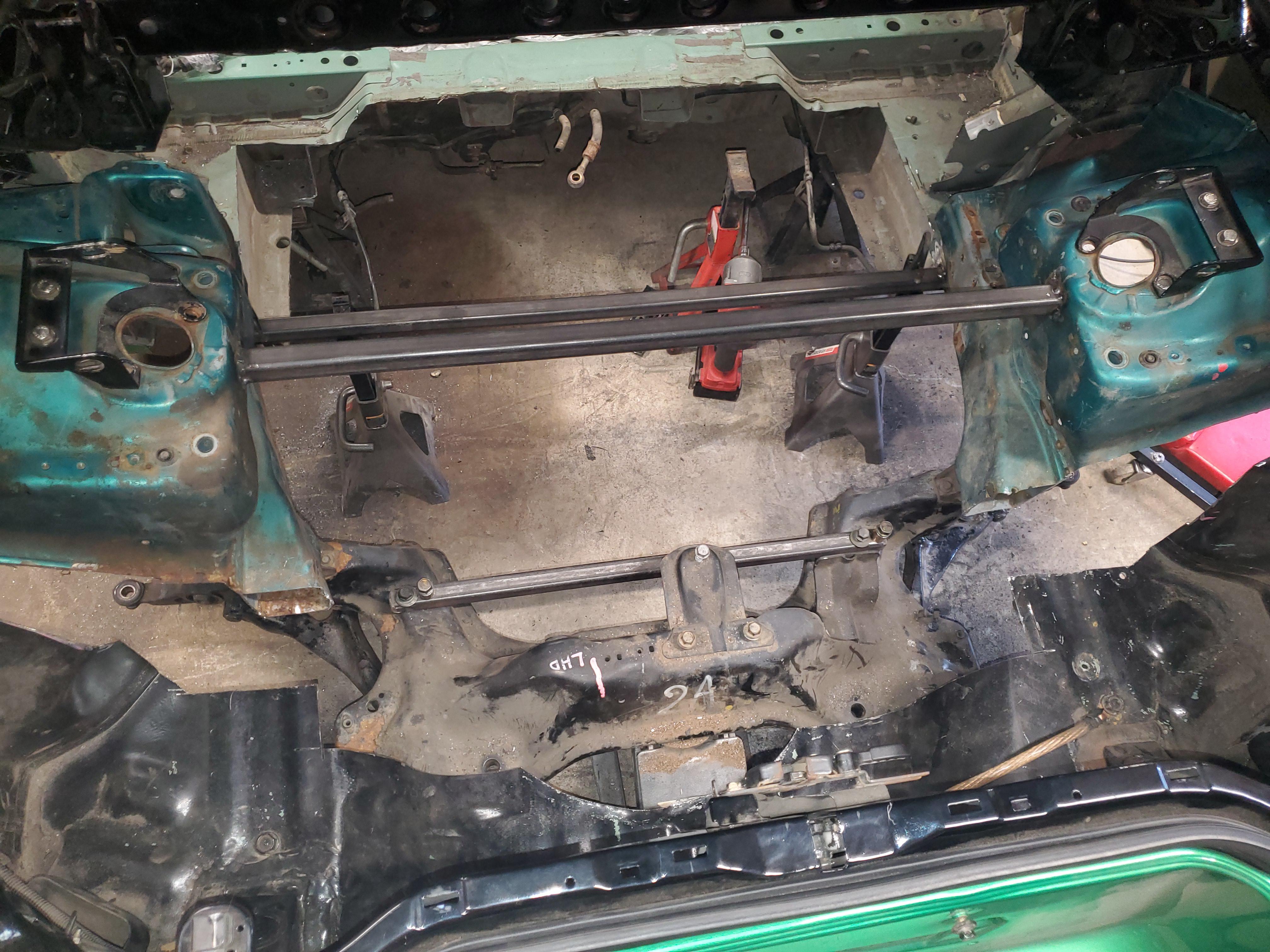 Mid engine progress. EG front end trimmed up and subframe attached. Sub ...