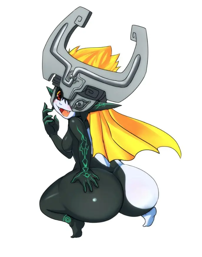 Imp Midna from The Legend of Zelda in hentai fan art featuring ahegao and thick thighs