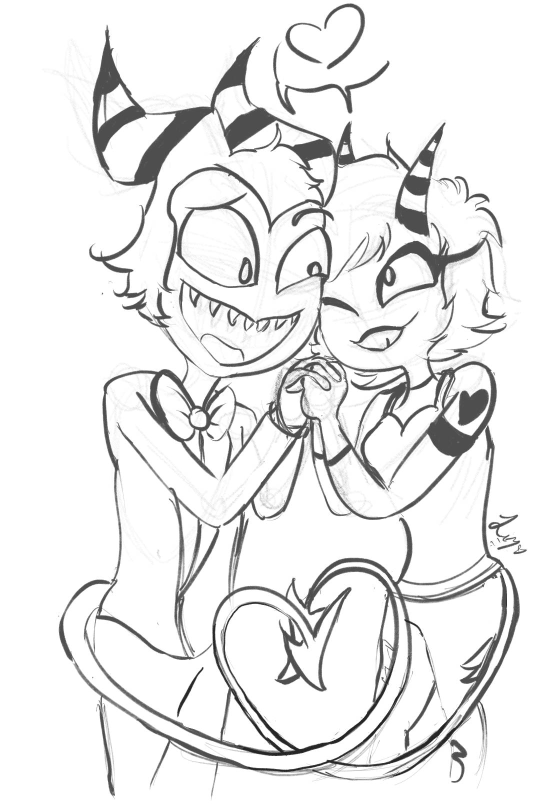 Moxxie and Millie sketch + linework [phone doodle] | Scrolller