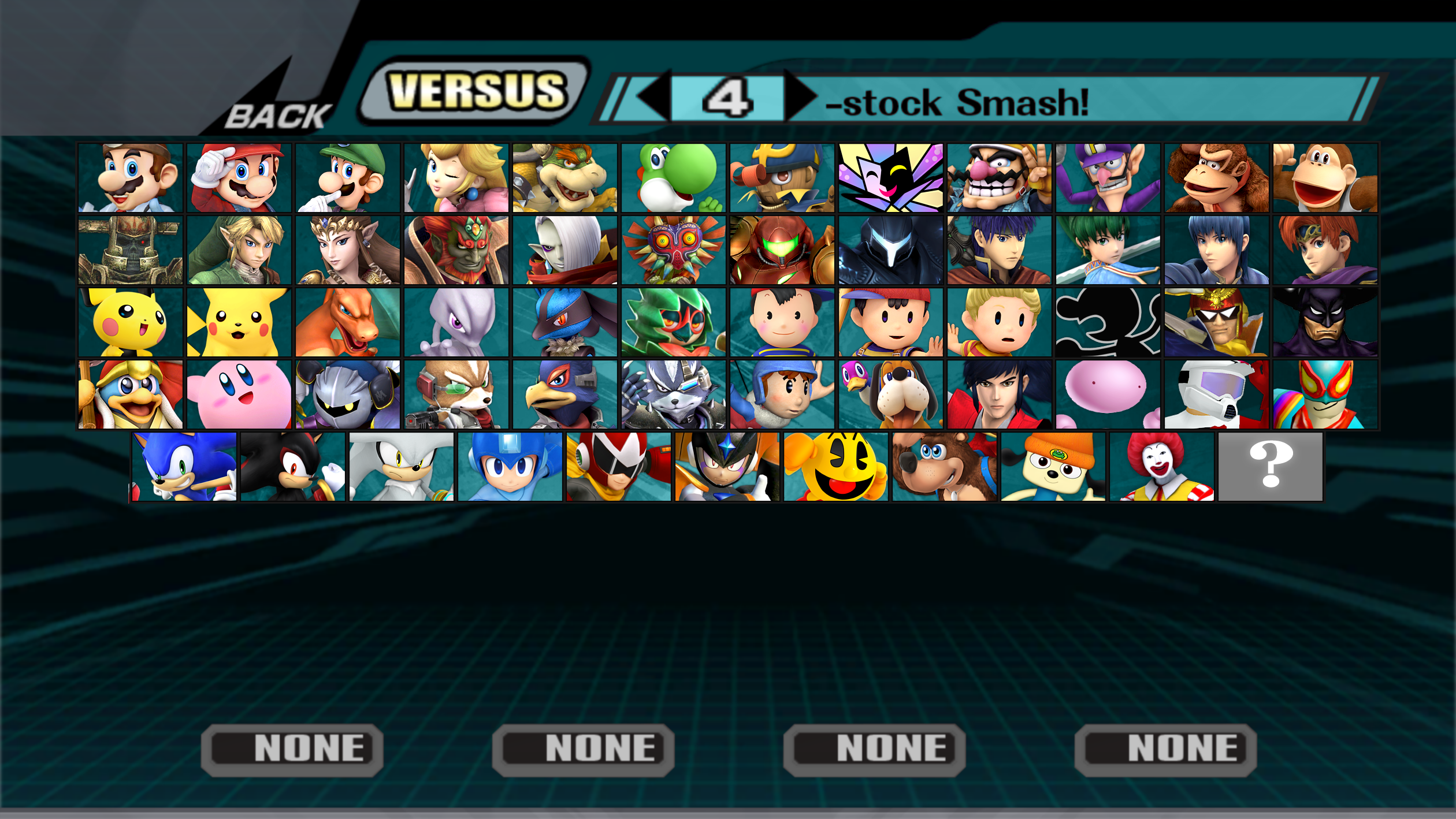 My idea for smash bros fangame roster (roster made with roster builder ...