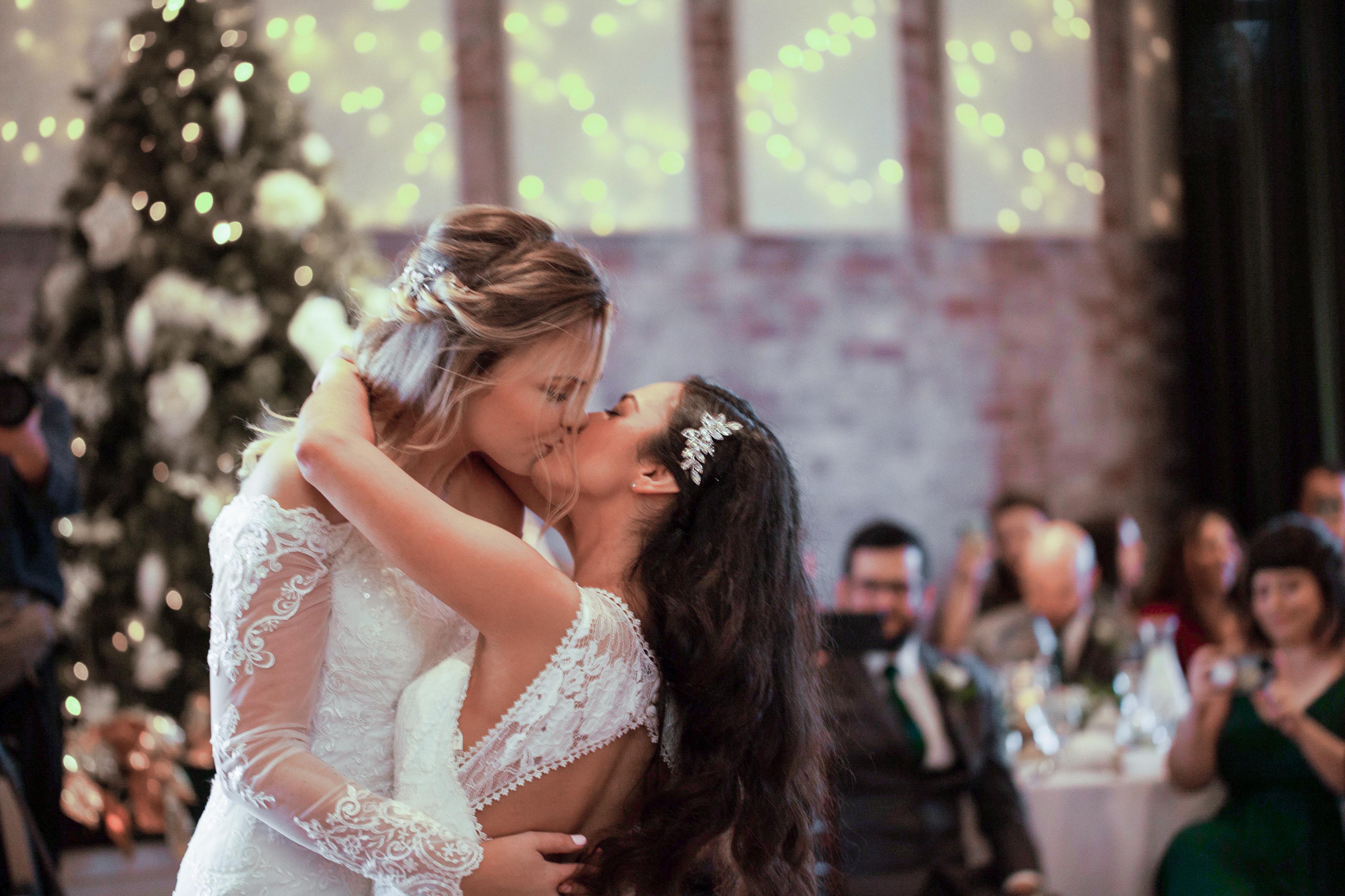 Lesbian wedding kiss