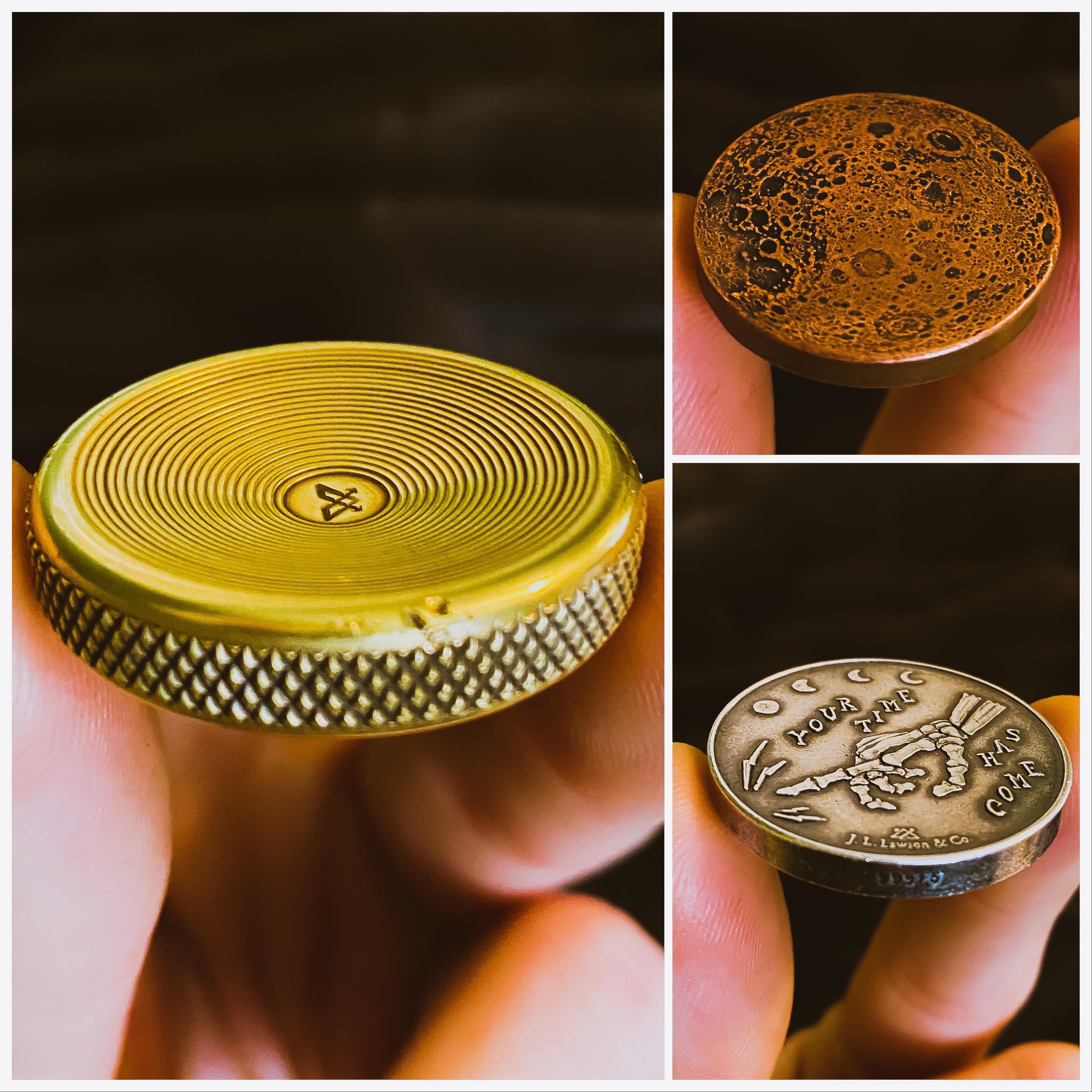 My three edc coins. Brass, copper, and silver. Depression, marijuana ...