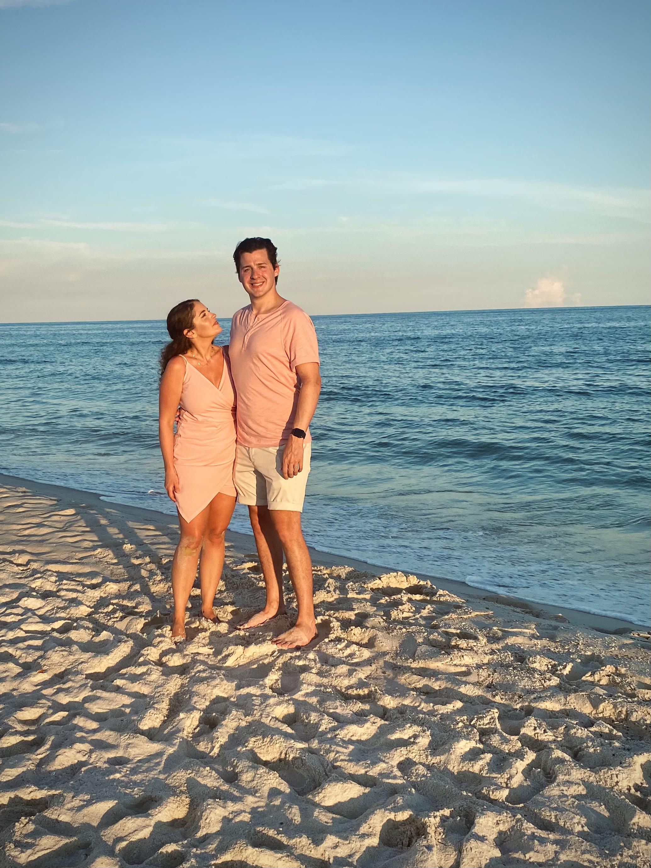 My wife mirin on the beach. This was our first time on vacation