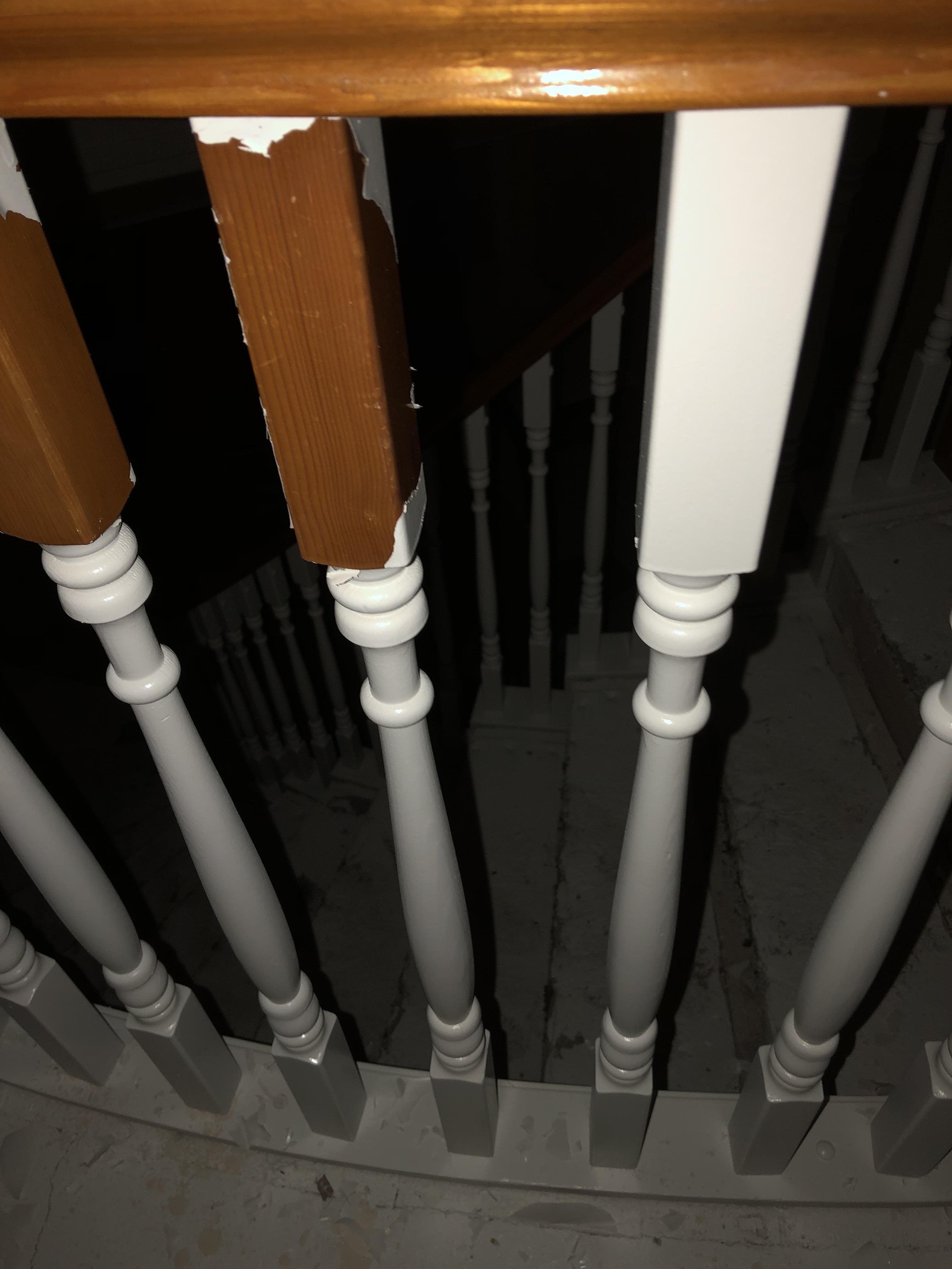 Need help! How do I remove the white paint off the banisters? I used