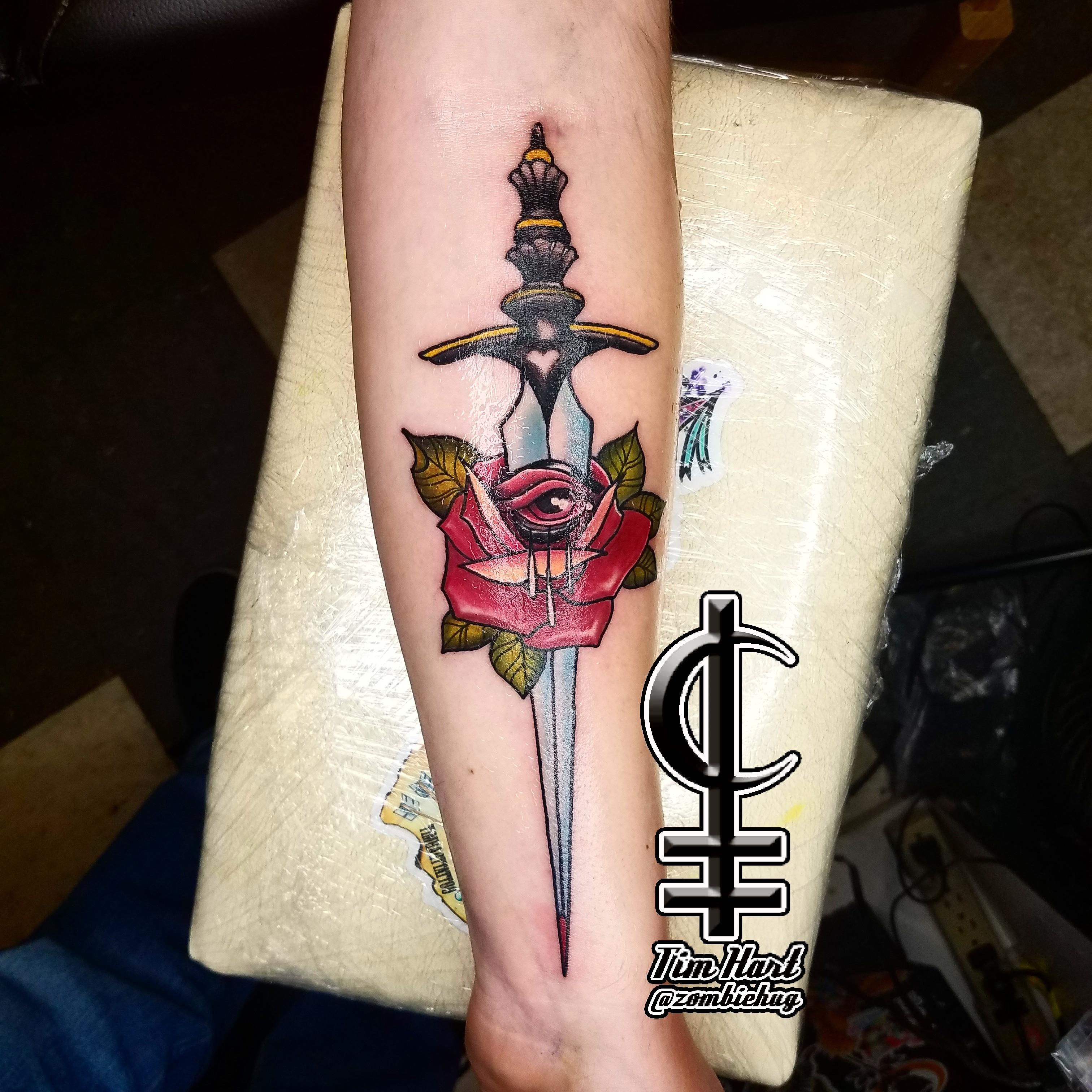 neotraditional dagger tattoo by me Tim Hart at mothers approval tattoo