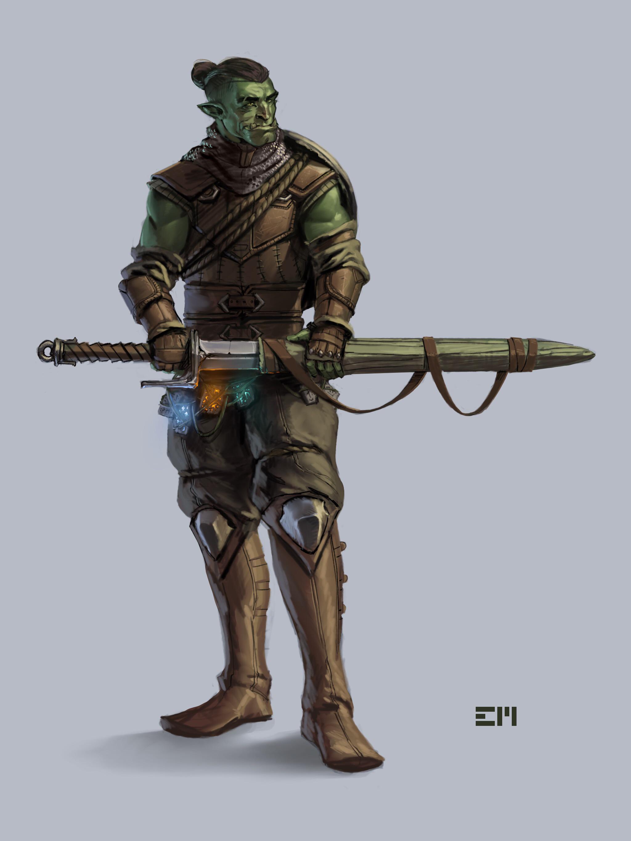 [OC][Art] half orc rune knight, commission by me! | Scrolller